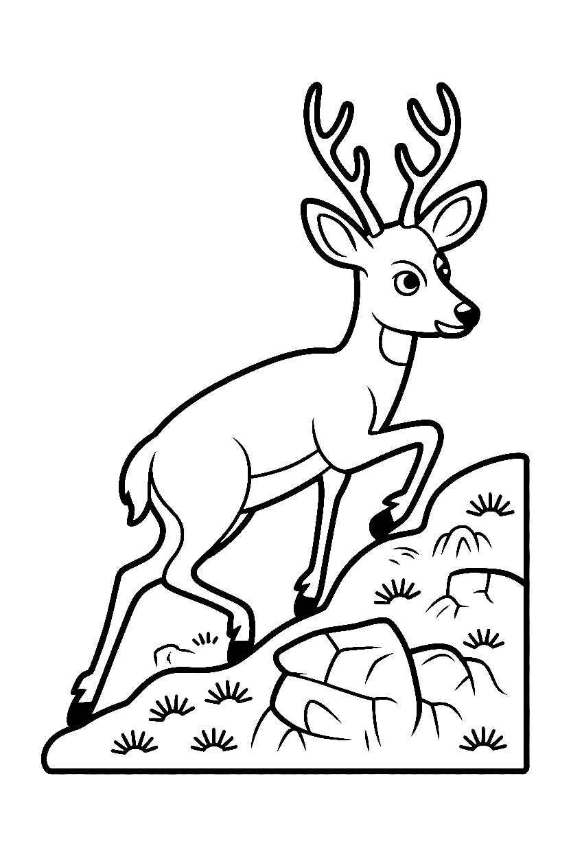 climbing slope deer rocks printable sheet