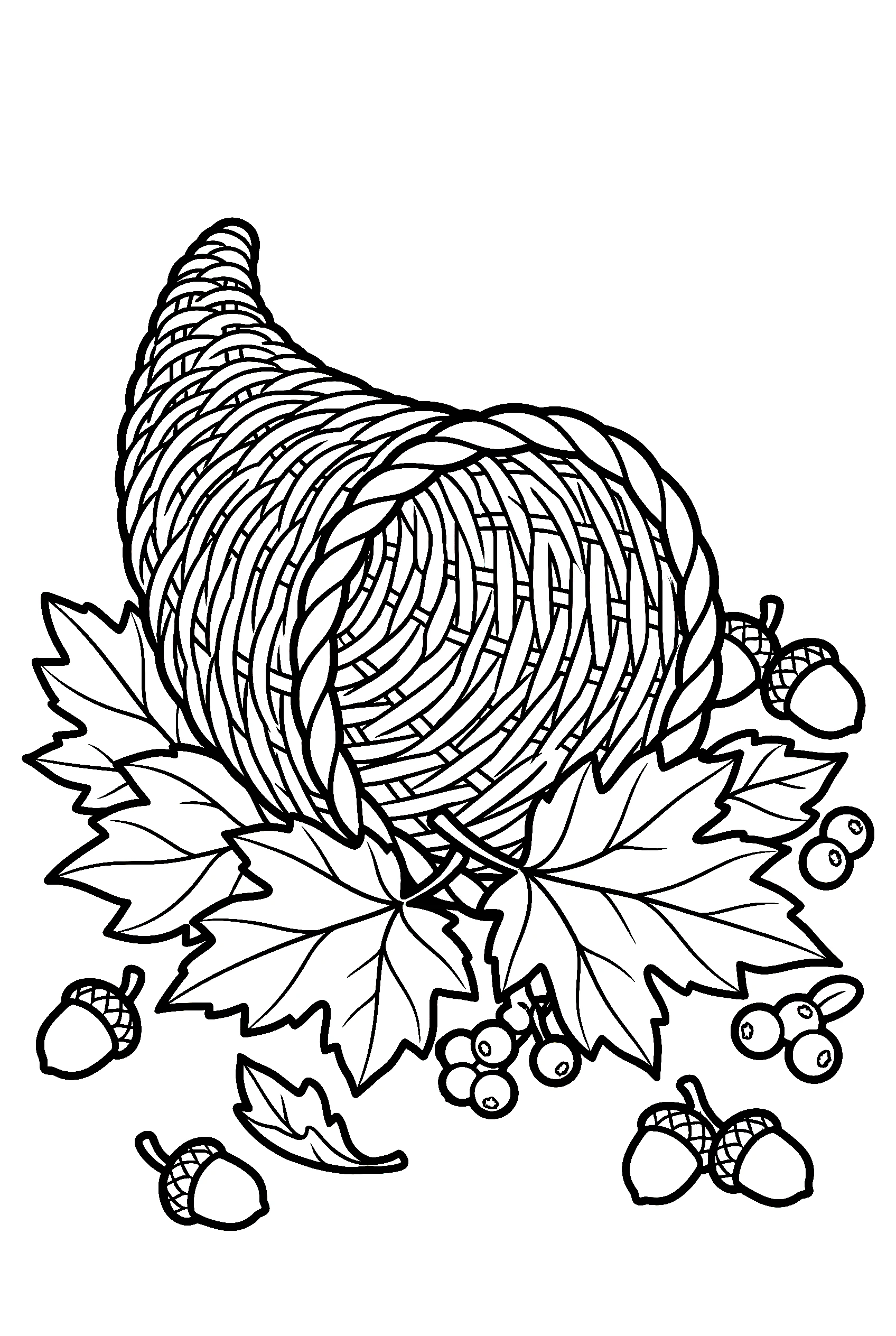 cornucopia autumn leaves acorns coloring pages