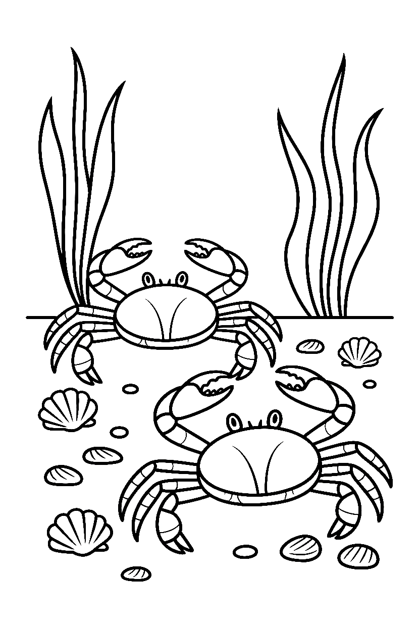 crabs walking line drawing
