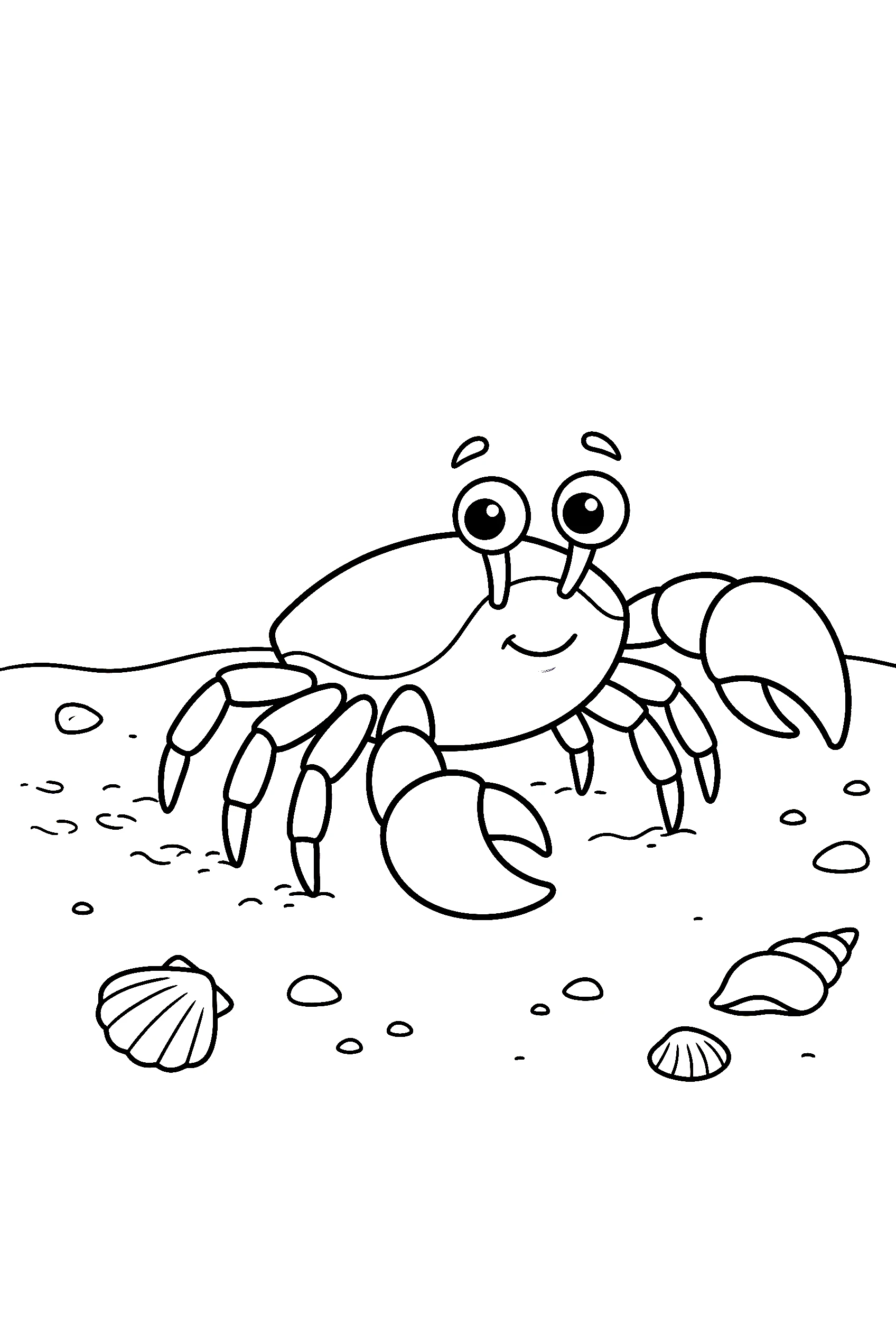 cute crab walking on beach drawing for kids