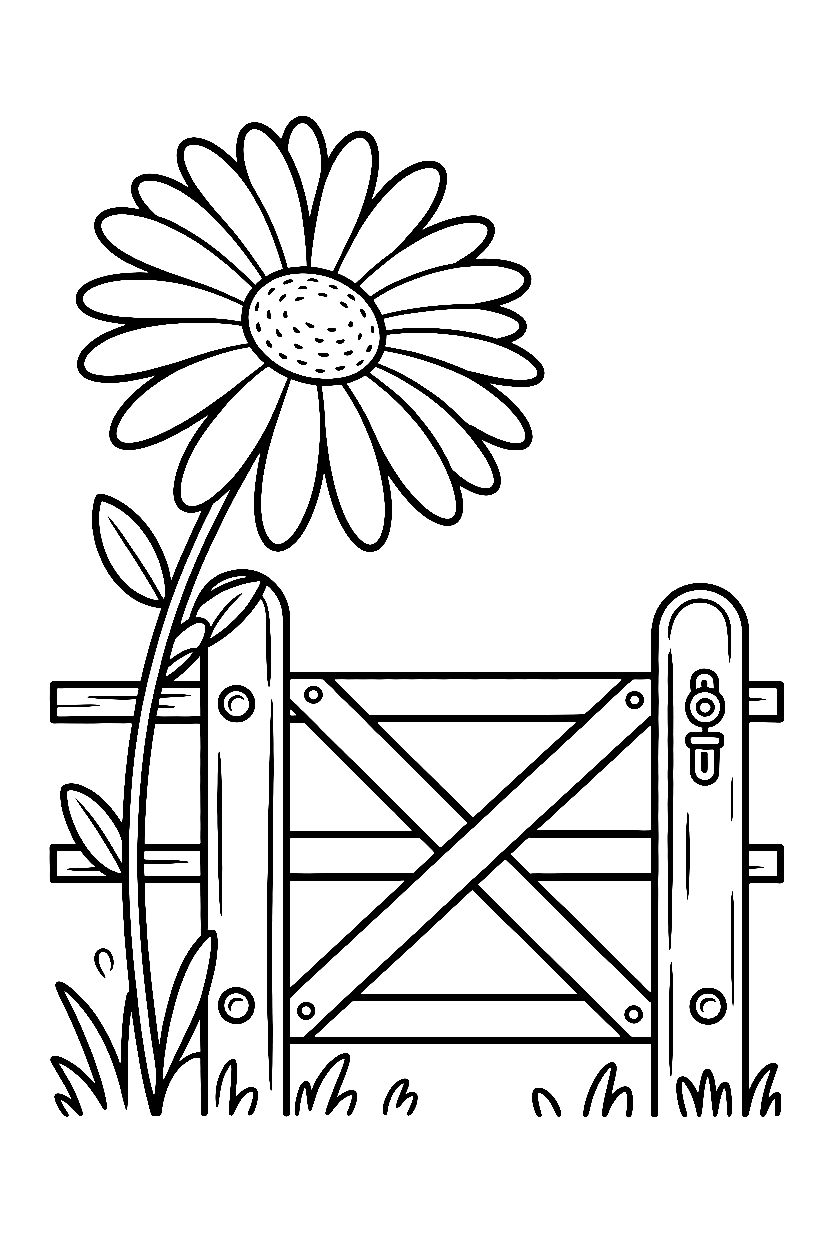 daisy fence post coloring pages