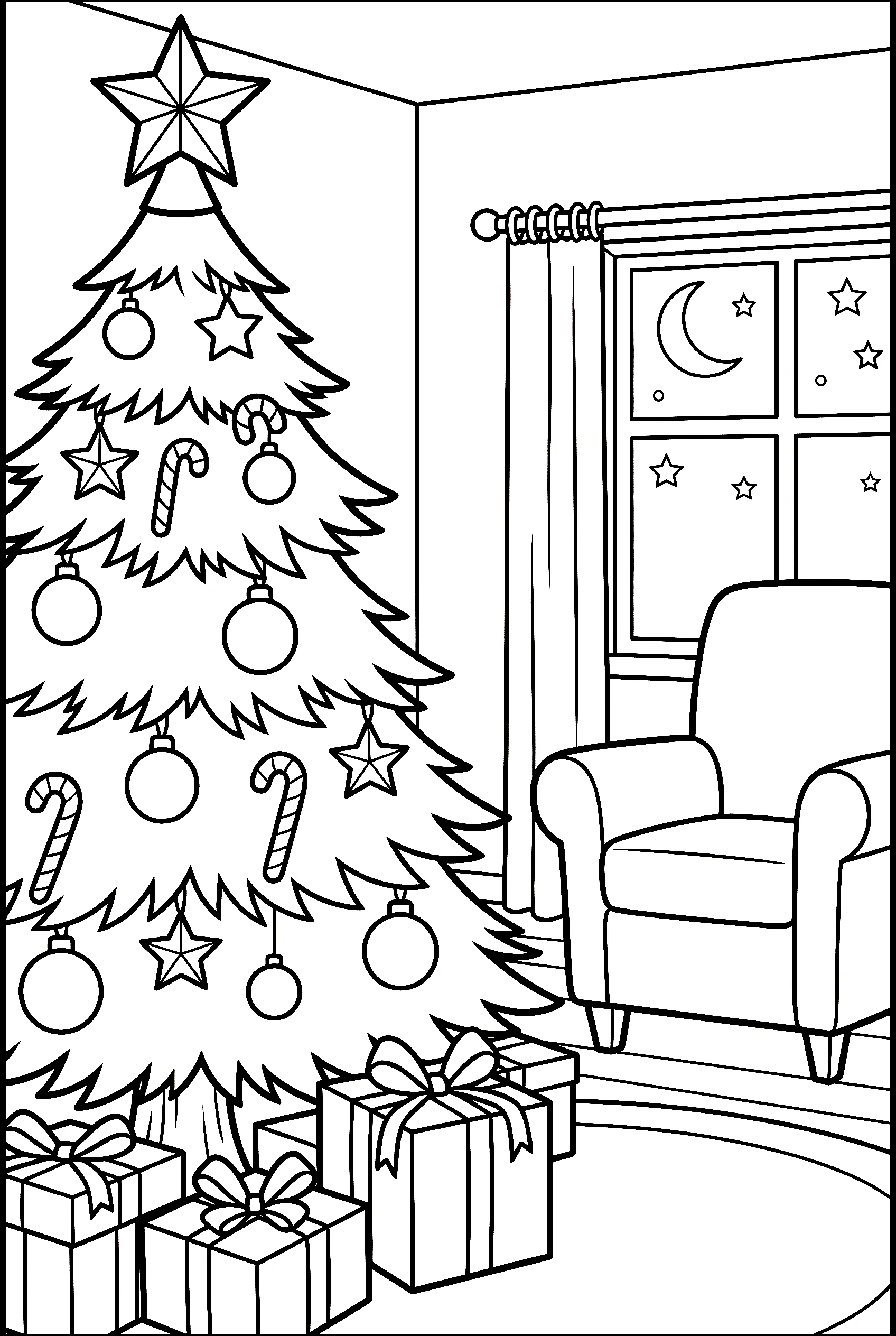 decorated christmas tree coloring pages Christmas Coloring Pages