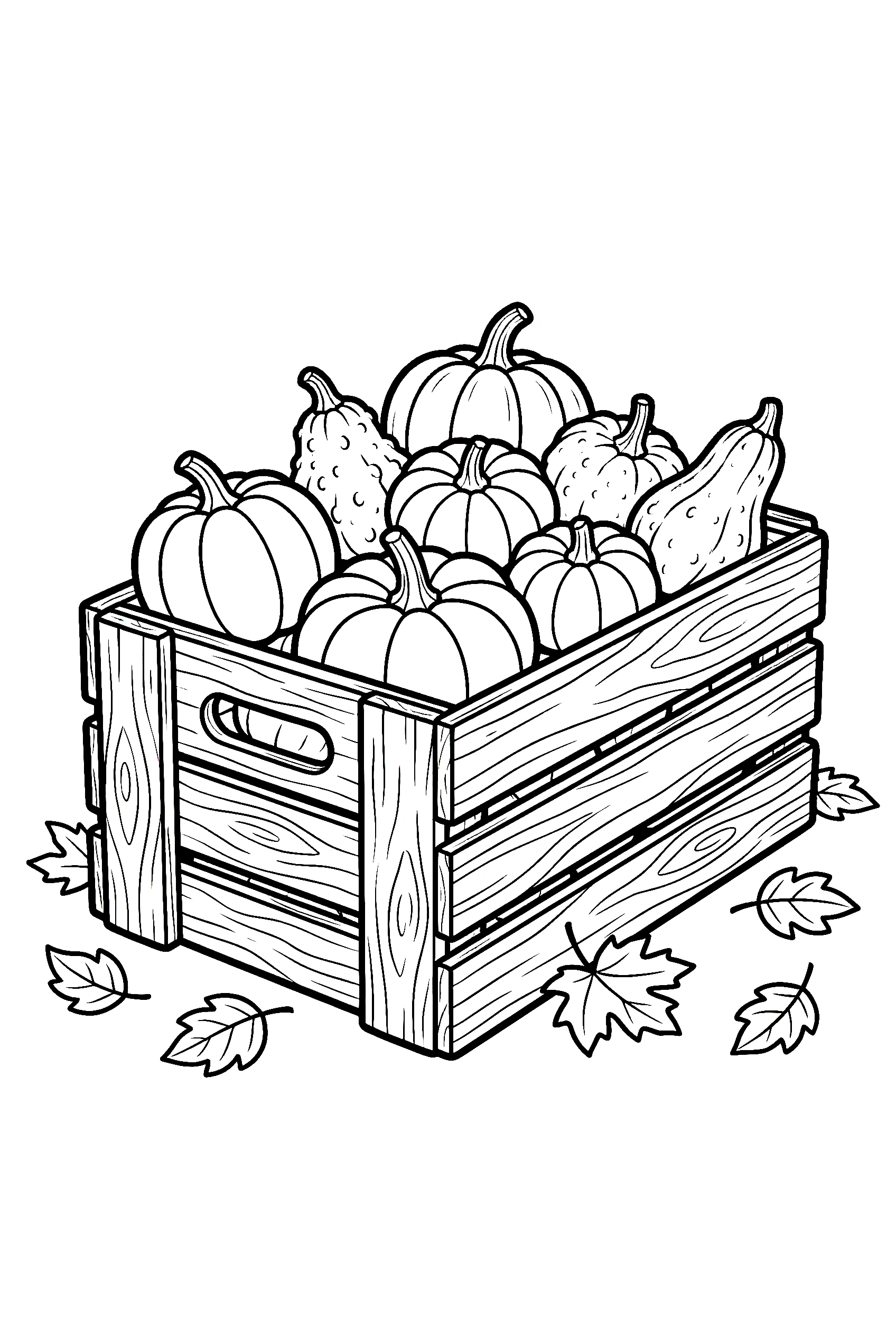 decorative pumpkins gourds wooden crate coloring pages