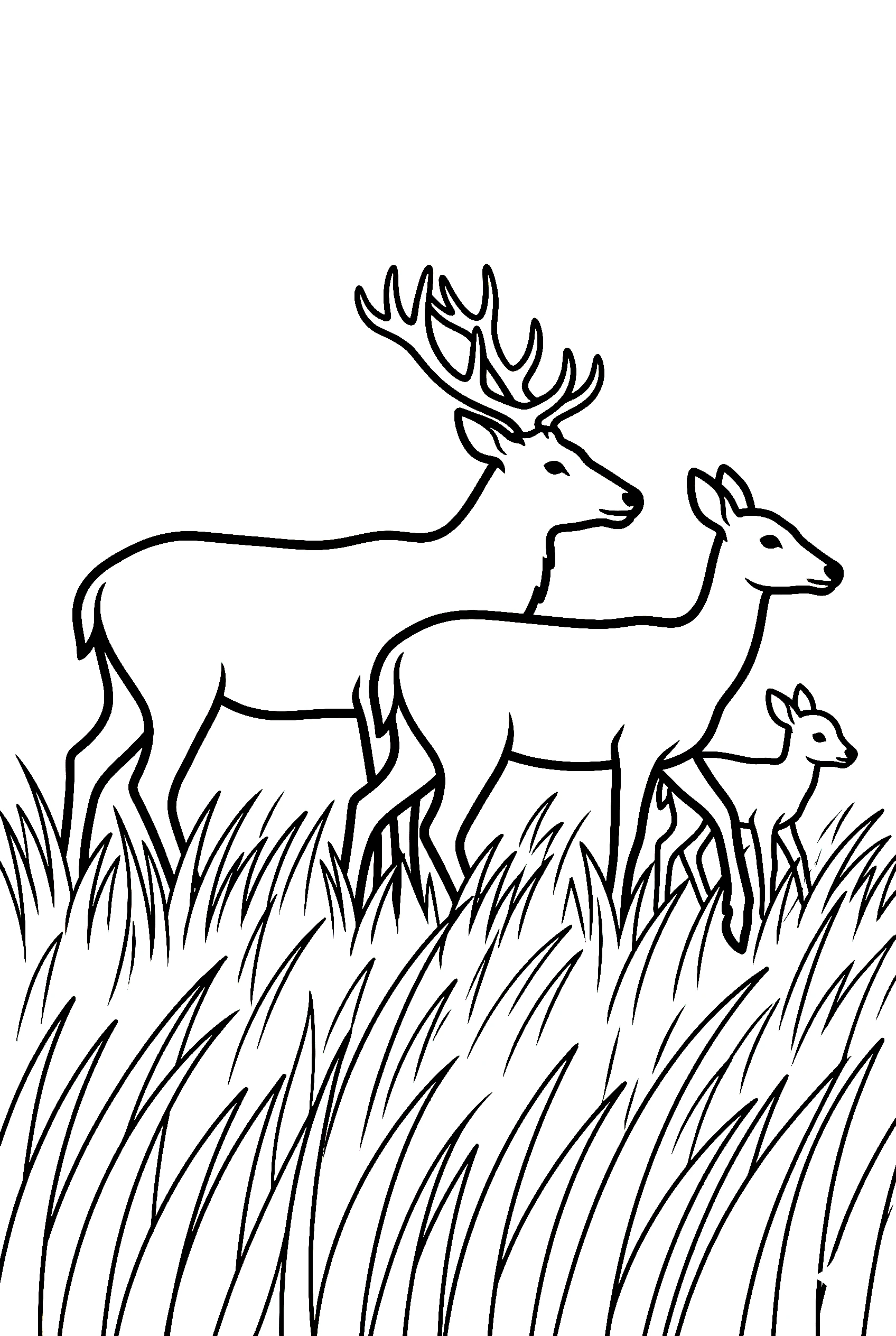 deer family walking coloring pages