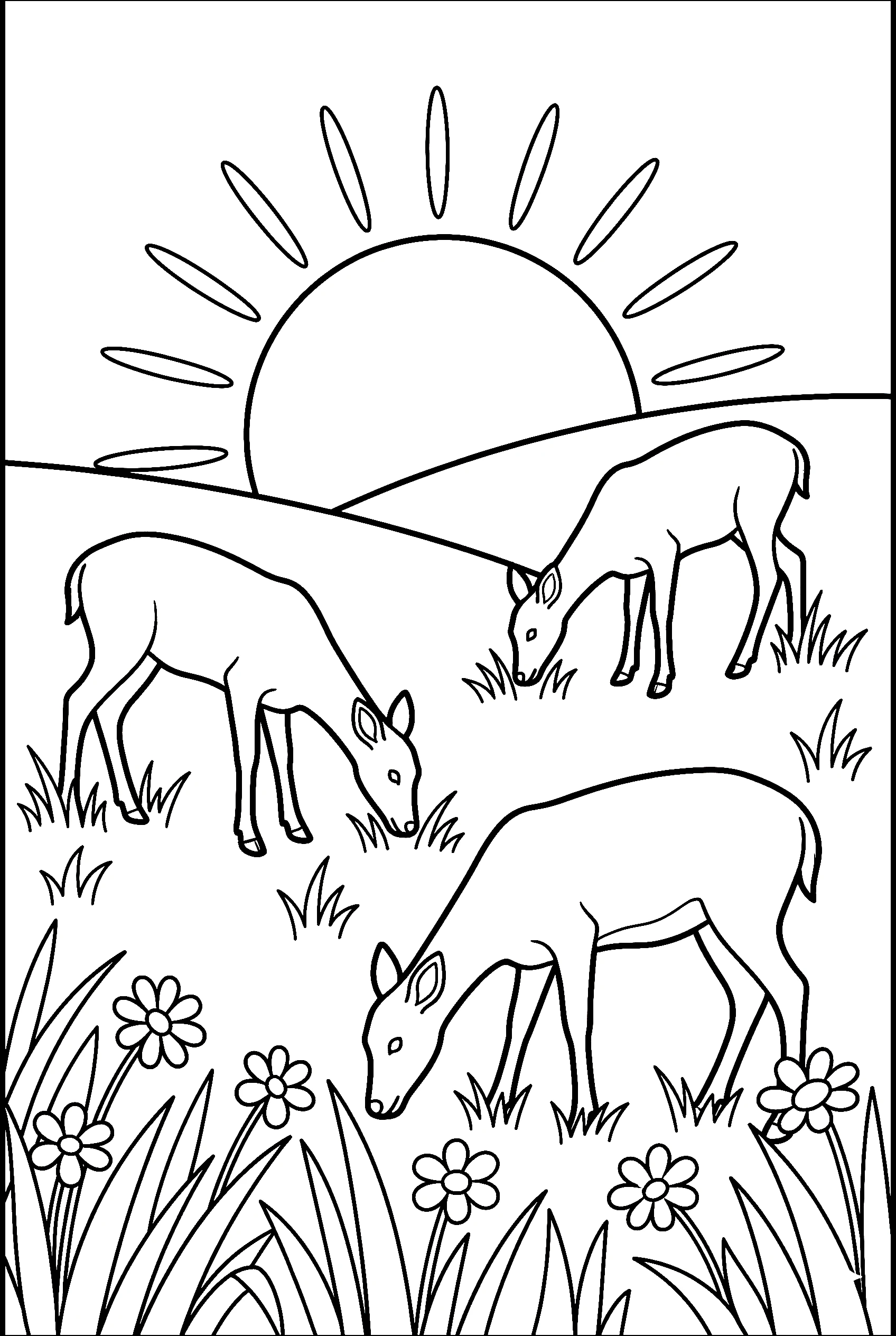 deer herd hillside coloring pages