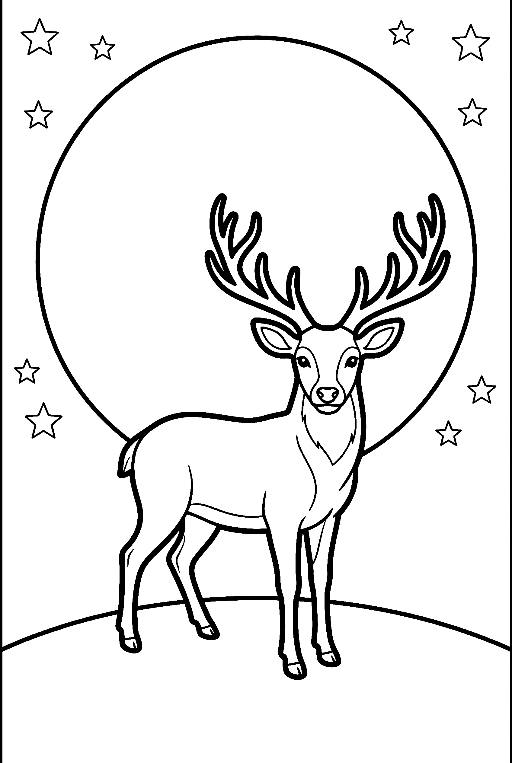 deer moon silhouette coloring pages