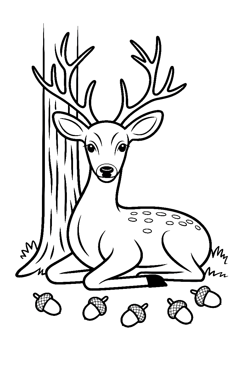 deer oak tree coloring pages