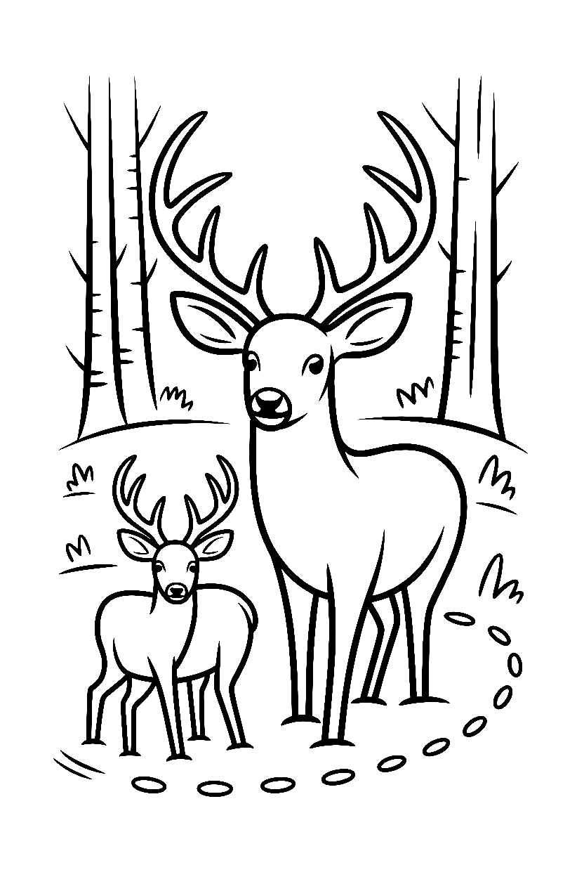 deer snowy clearing printable sheet