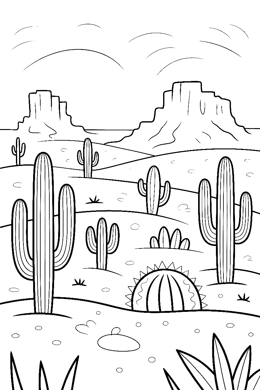 desert cacti mesa landscape drawing desert cacti mesa landscape drawing