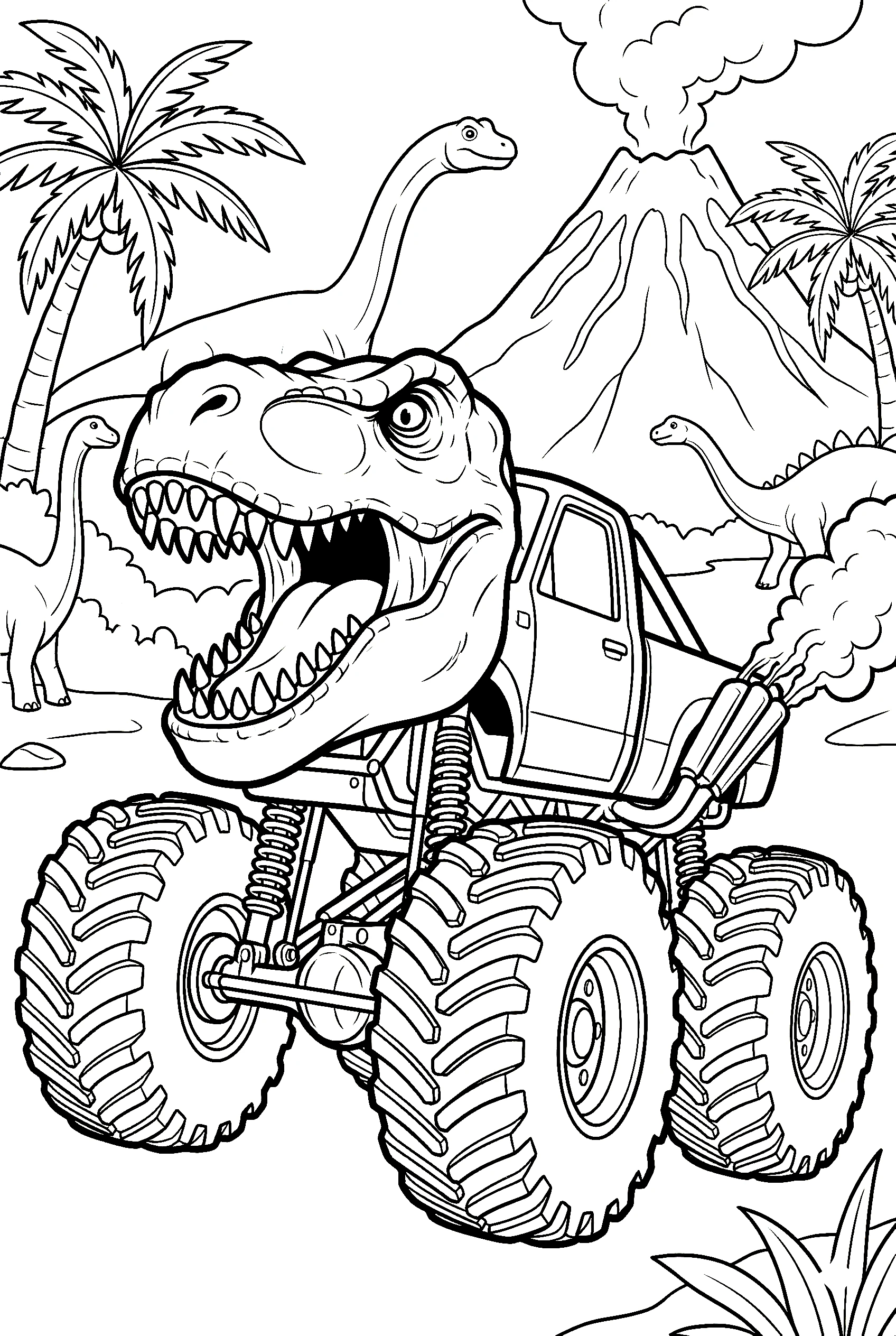 dinosaur monster truck coloring pages