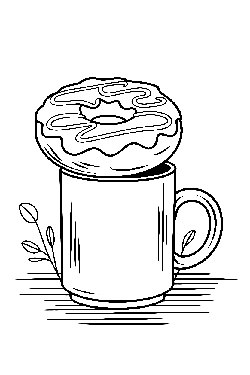 donut coffee mug coloring pages