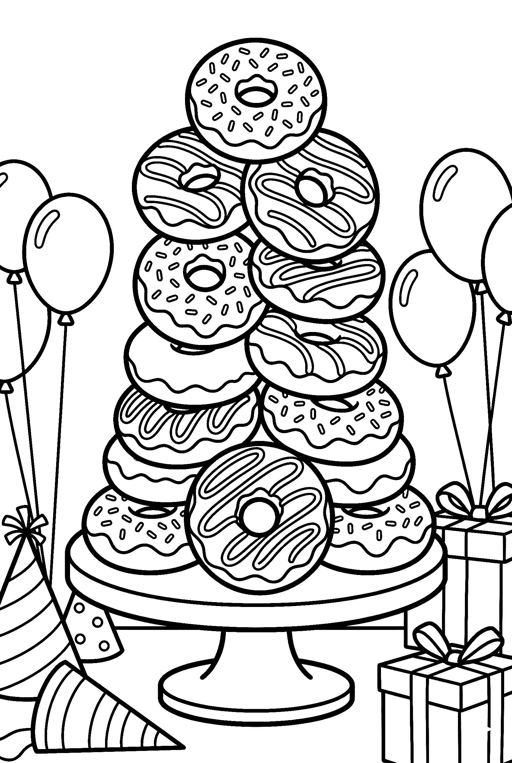donut tower at party drawing