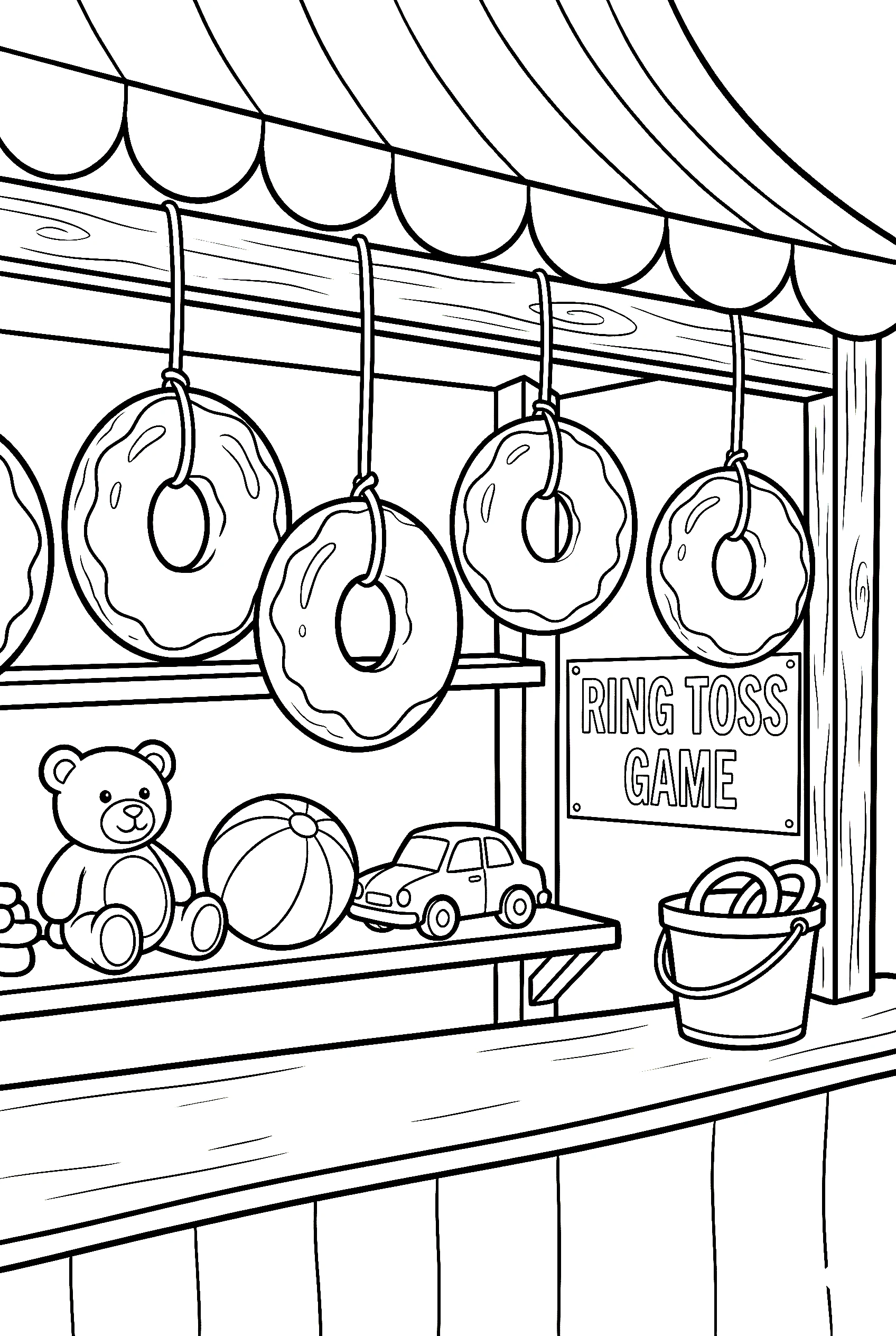 donuts at carnival booth coloring pages