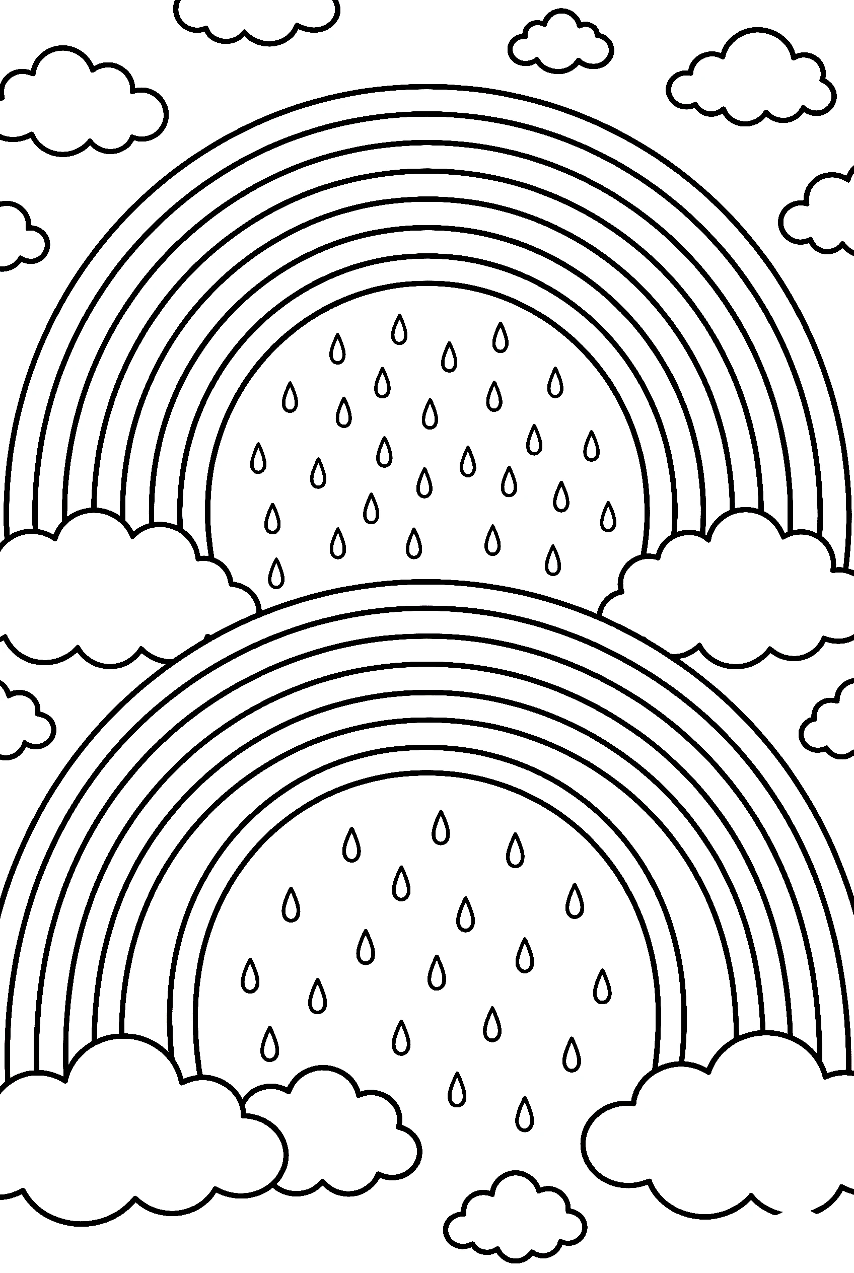 double rainbow raindrops printable sheet