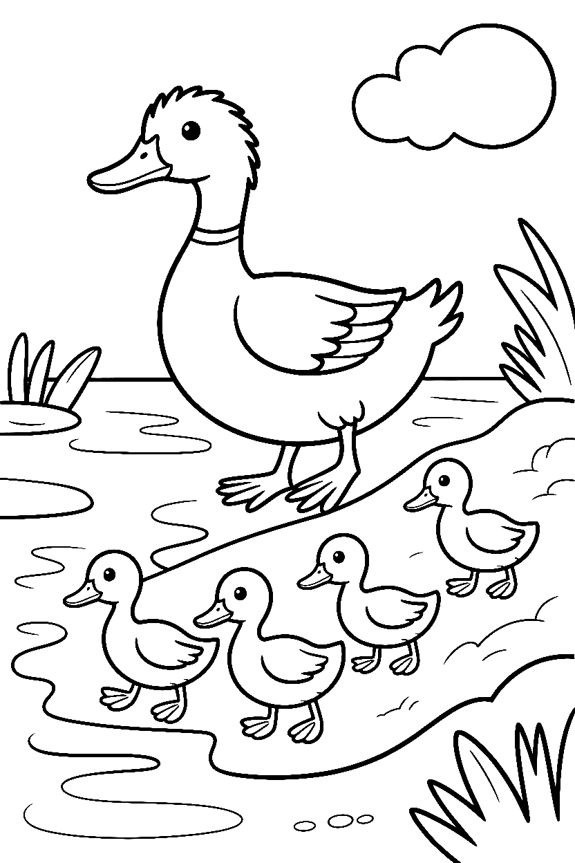 duck family climbing slope drawing duck family climbing slope drawing