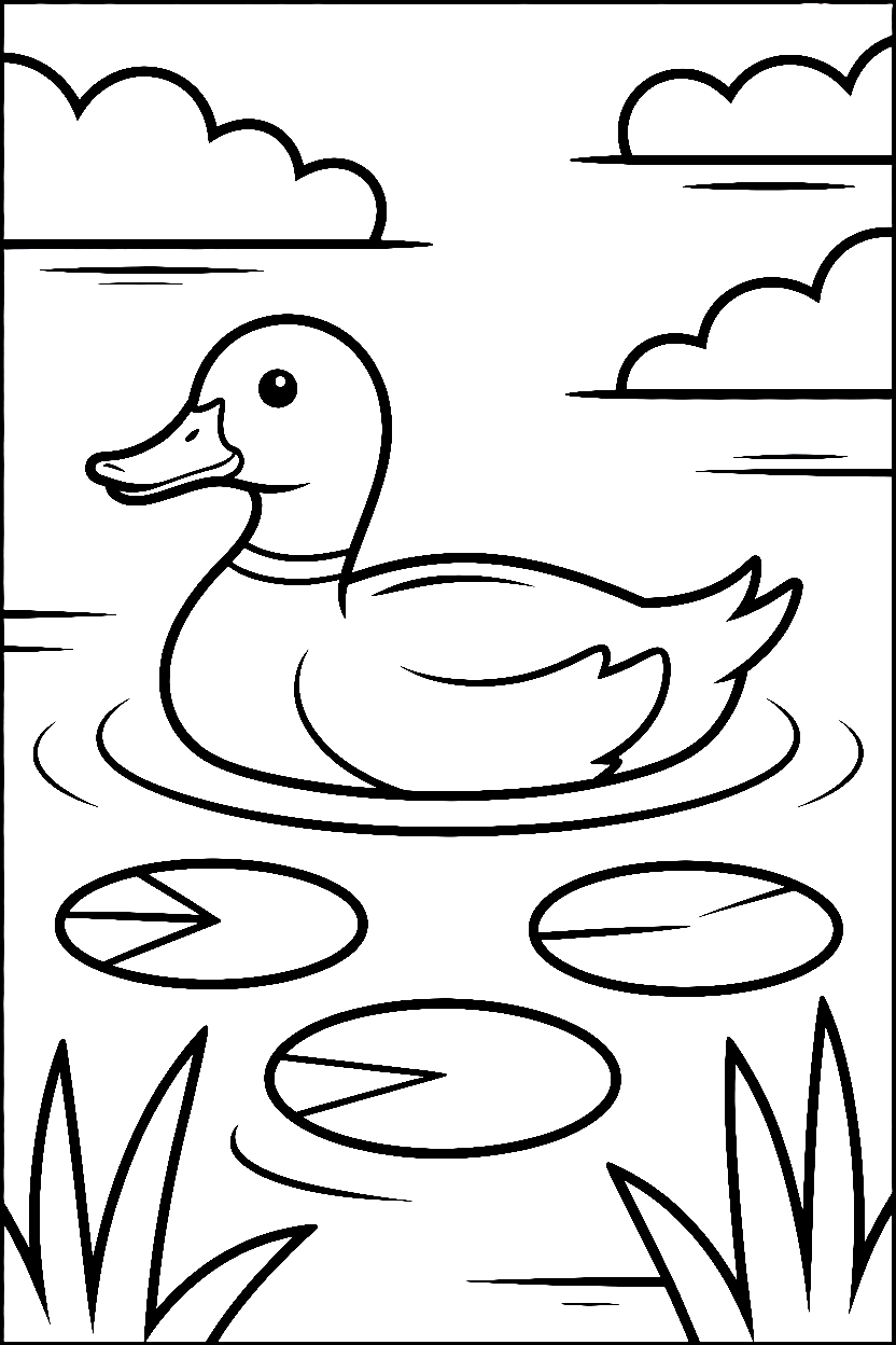 duck gliding lily pads pond printable sheet duck gliding lily pads pond printable sheet