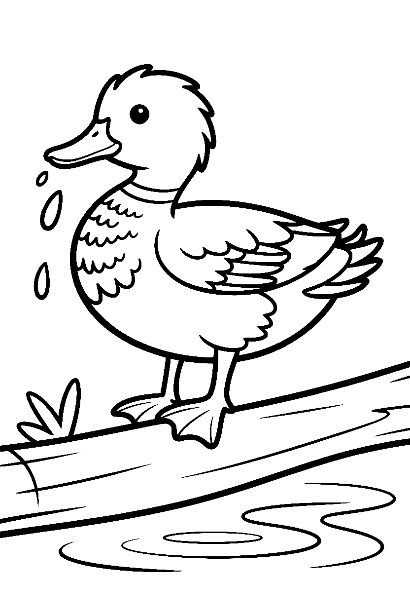 duck shaking feathers log coloring pages duck shaking feathers log coloring pages