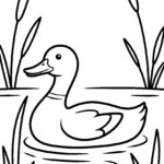 Duck Coloring Pages: Pond Life and Water Adventures duck-swimming-through-reeds-coloring-pages