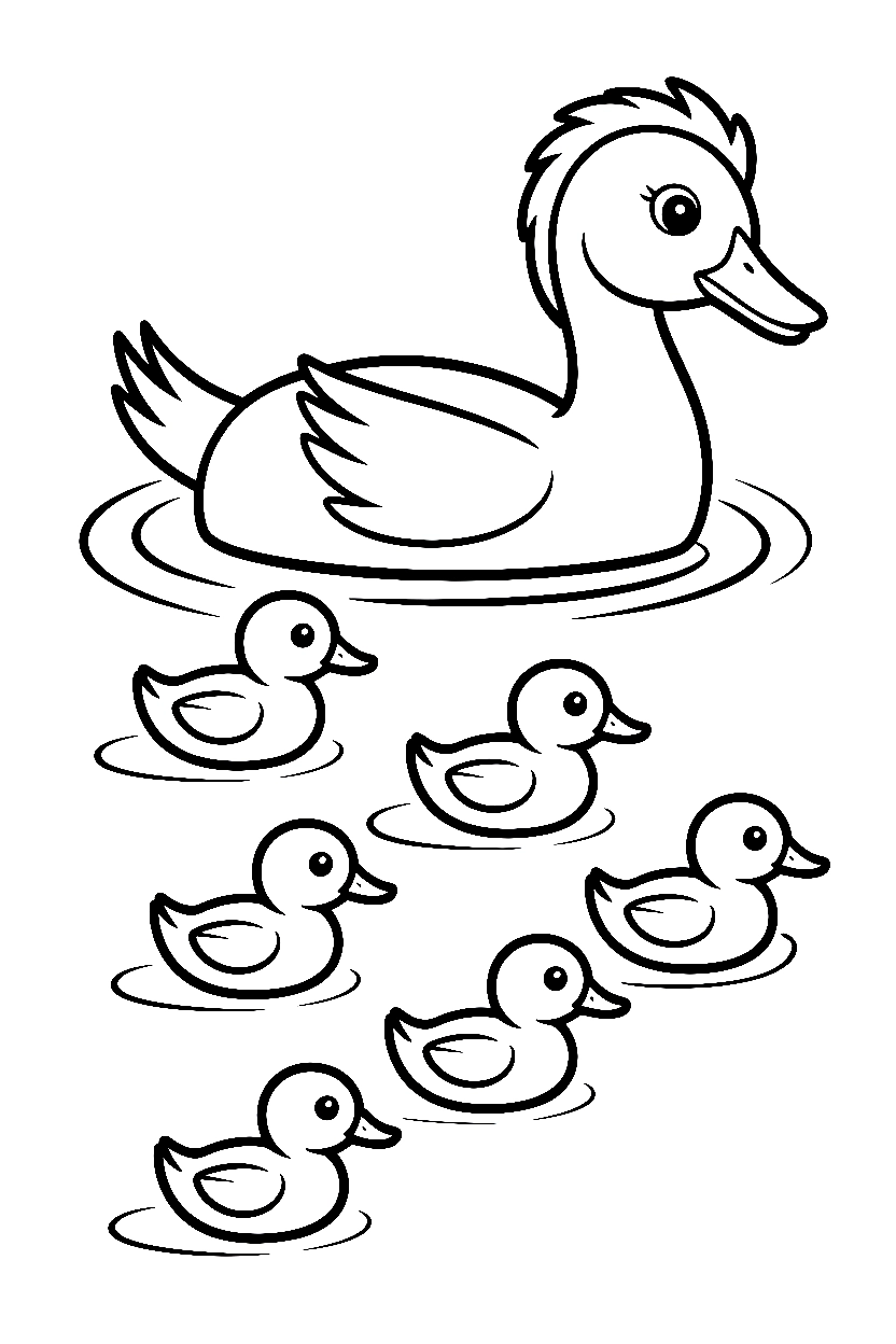 ducklings following mother swimming printable sheet ducklings following mother swimming printable sheet