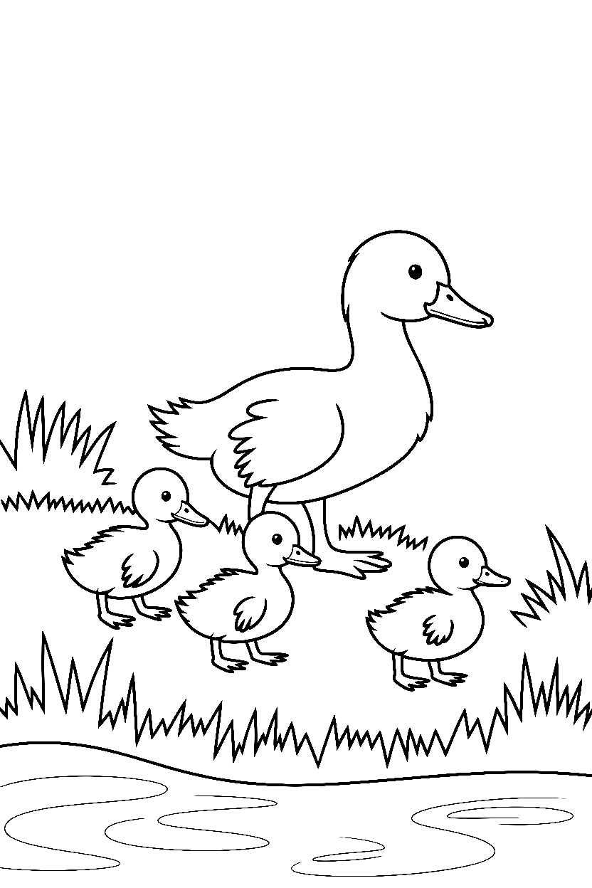 ducklings waddling grass bank coloring pages ducklings waddling grass bank coloring pages