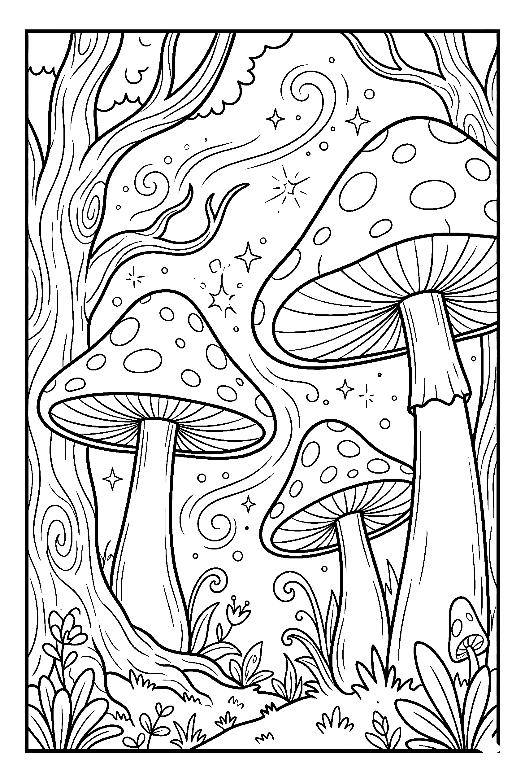 enchanted magical forest coloring sheet