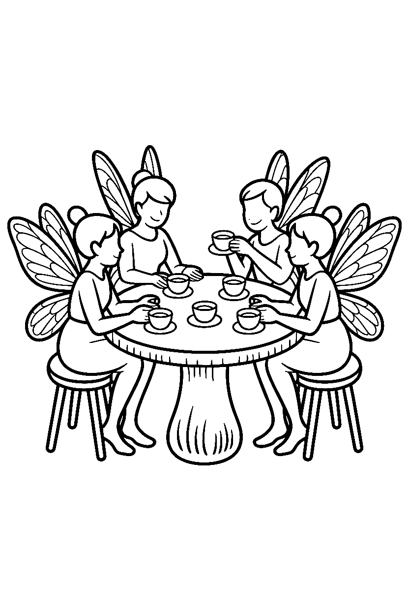 fairies tea party toadstool table printable sheet