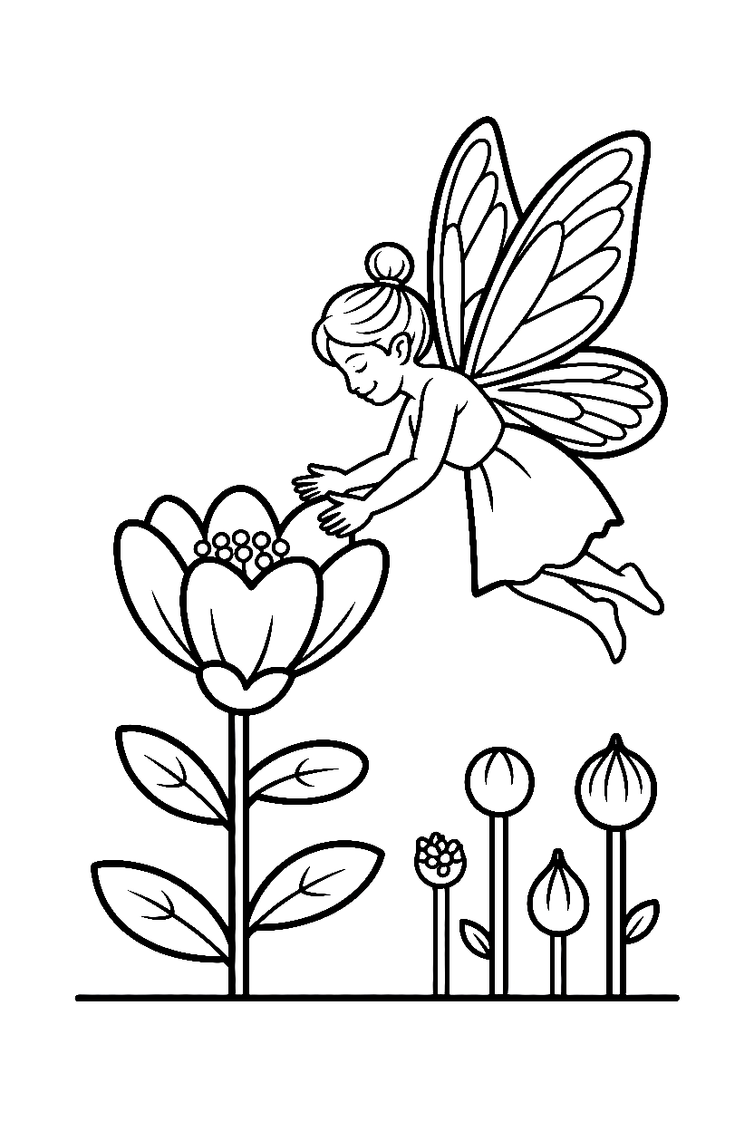 fairy hovering flower bloom printable sheet