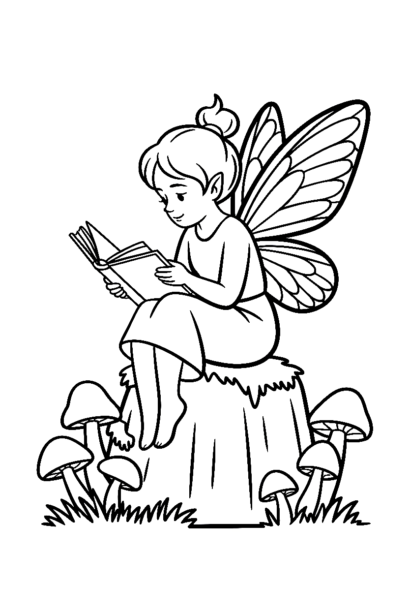 fairy reading book moss stone printable sheet