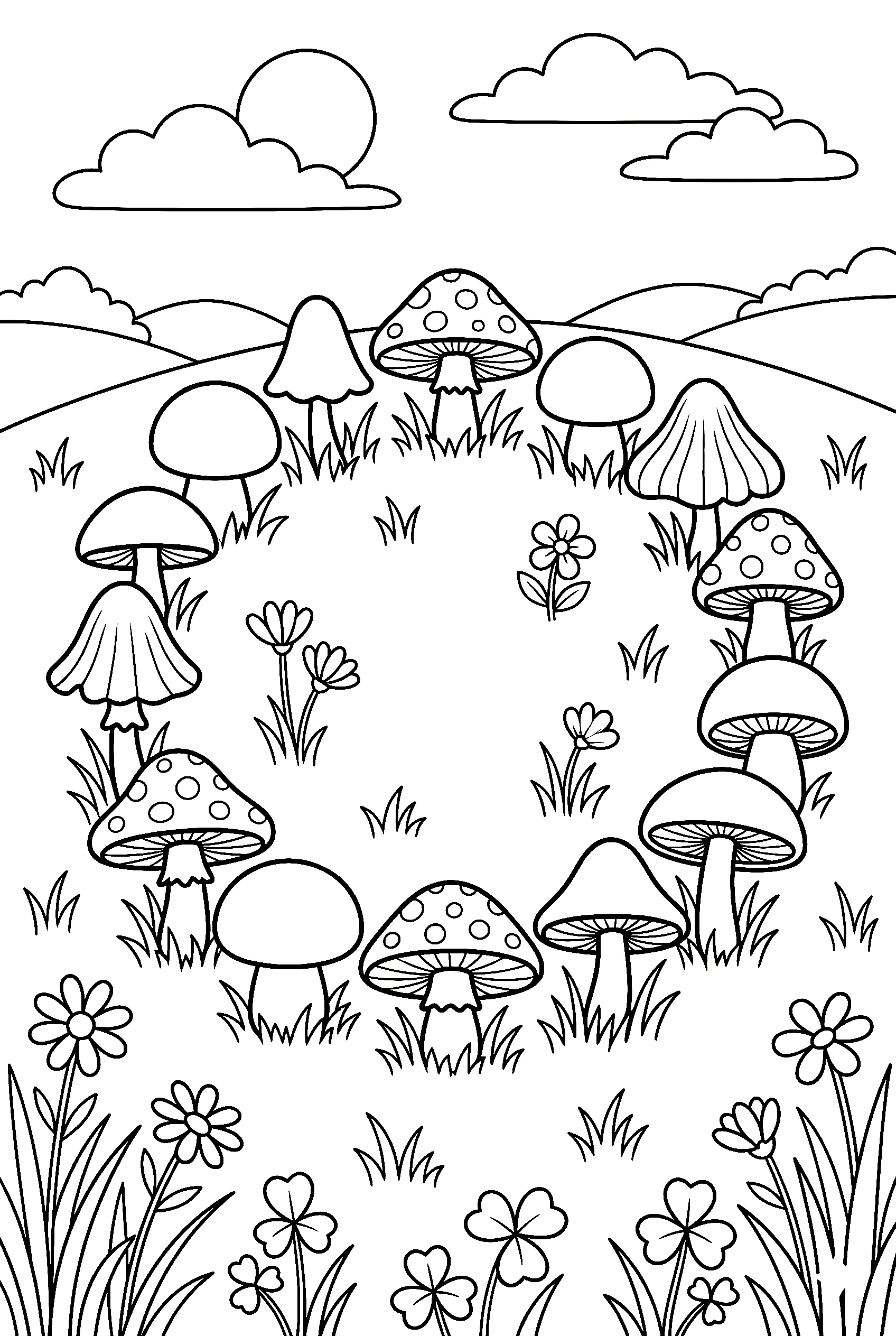 fairy ring mushroom circle coloring pages
