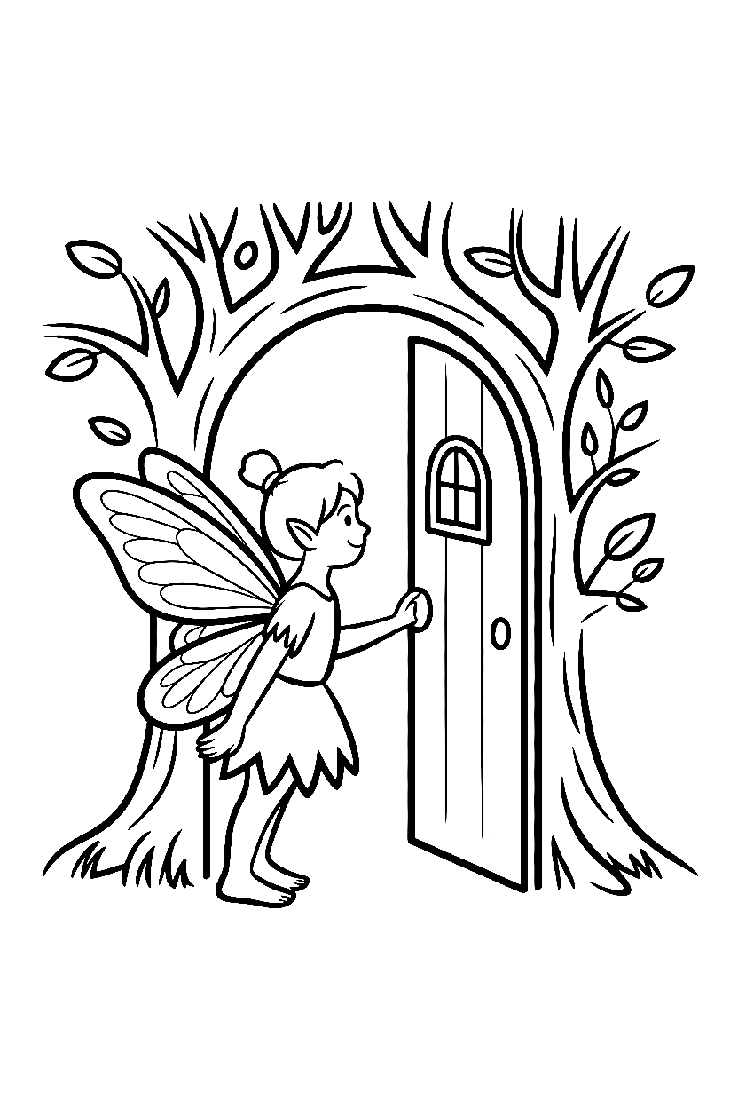 fairy tree hollow doorway drawing