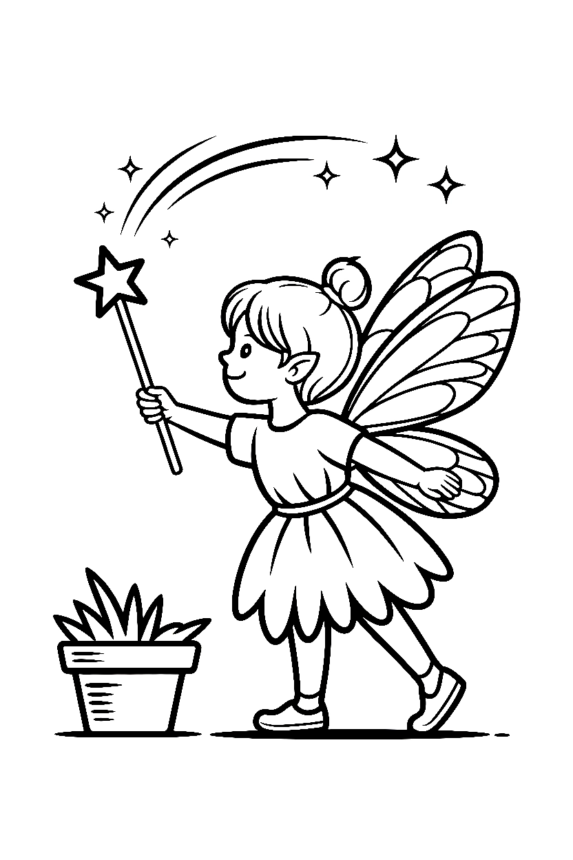 fairy wand sparkle trail coloring pages