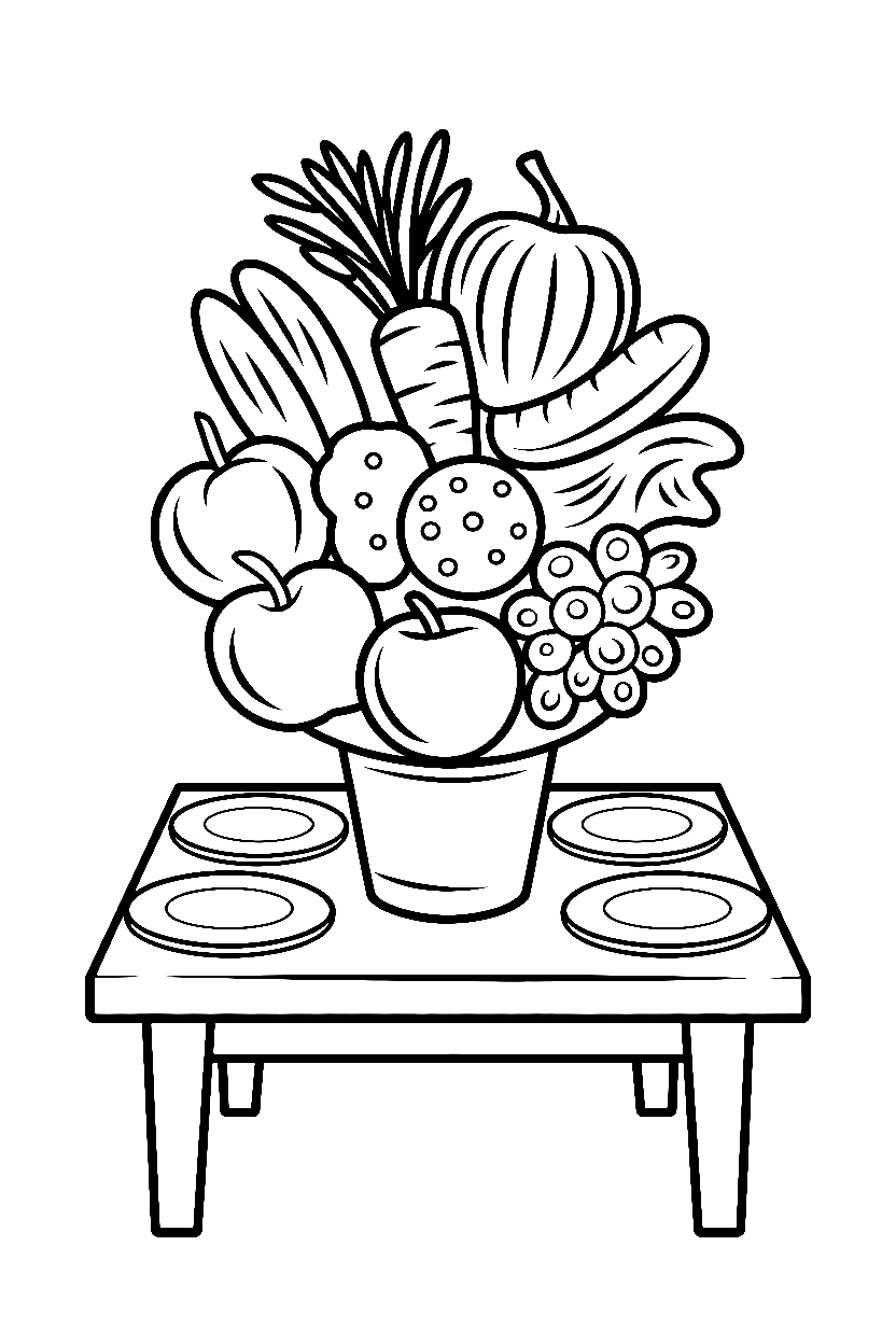 farmhouse table display coloring pages