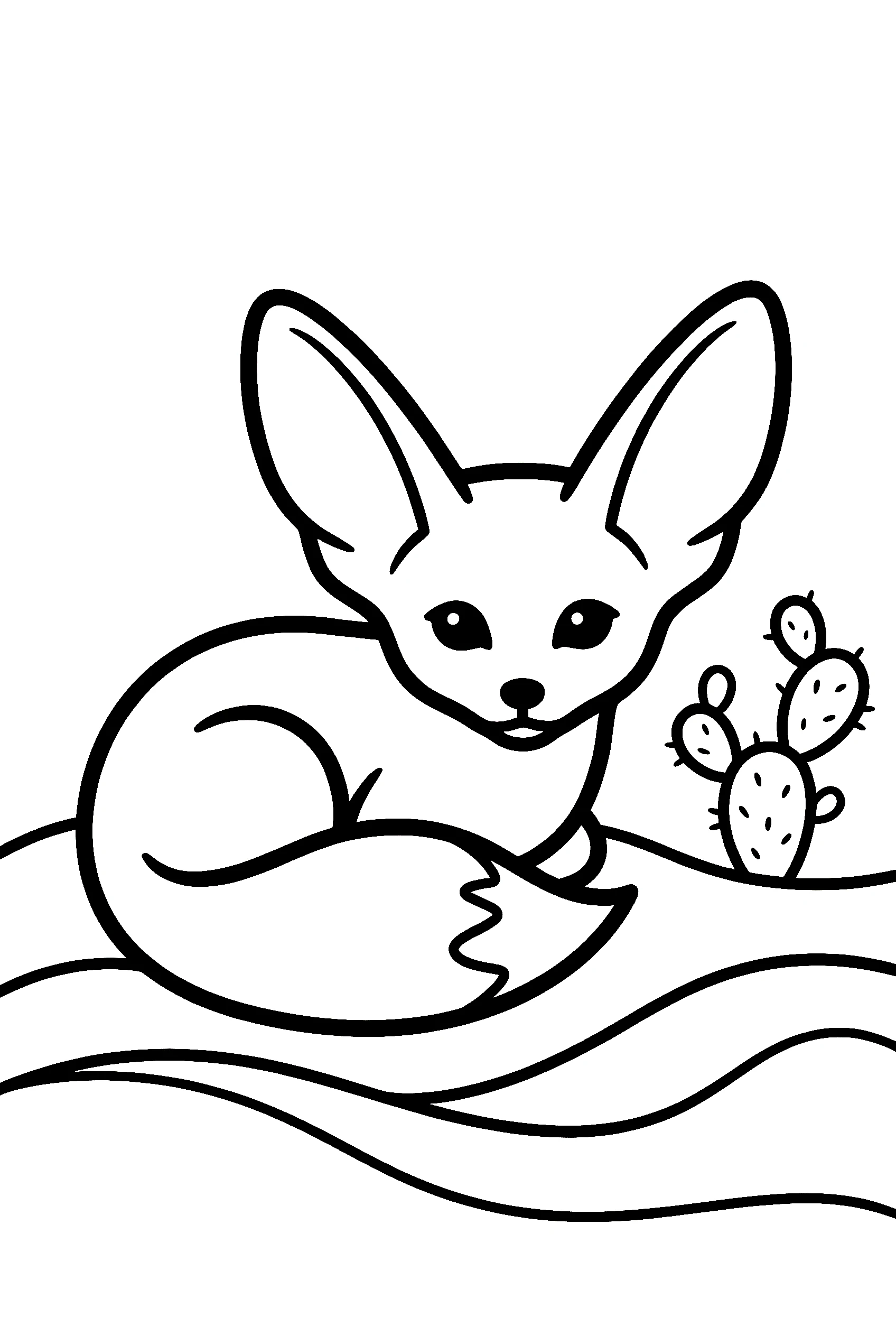 fennec fox desert scene drawing for kids