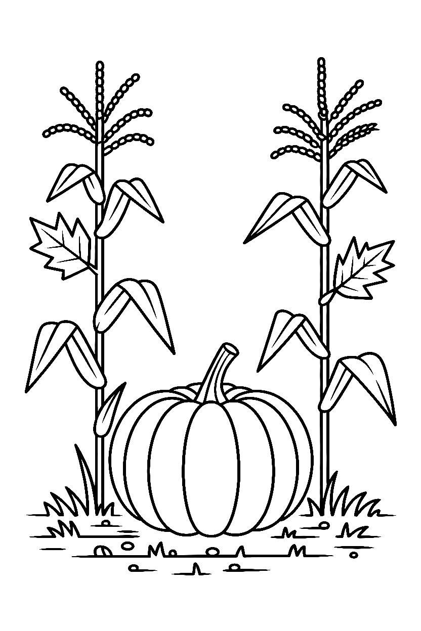 field clearing pumpkin cornstalks printable sheet