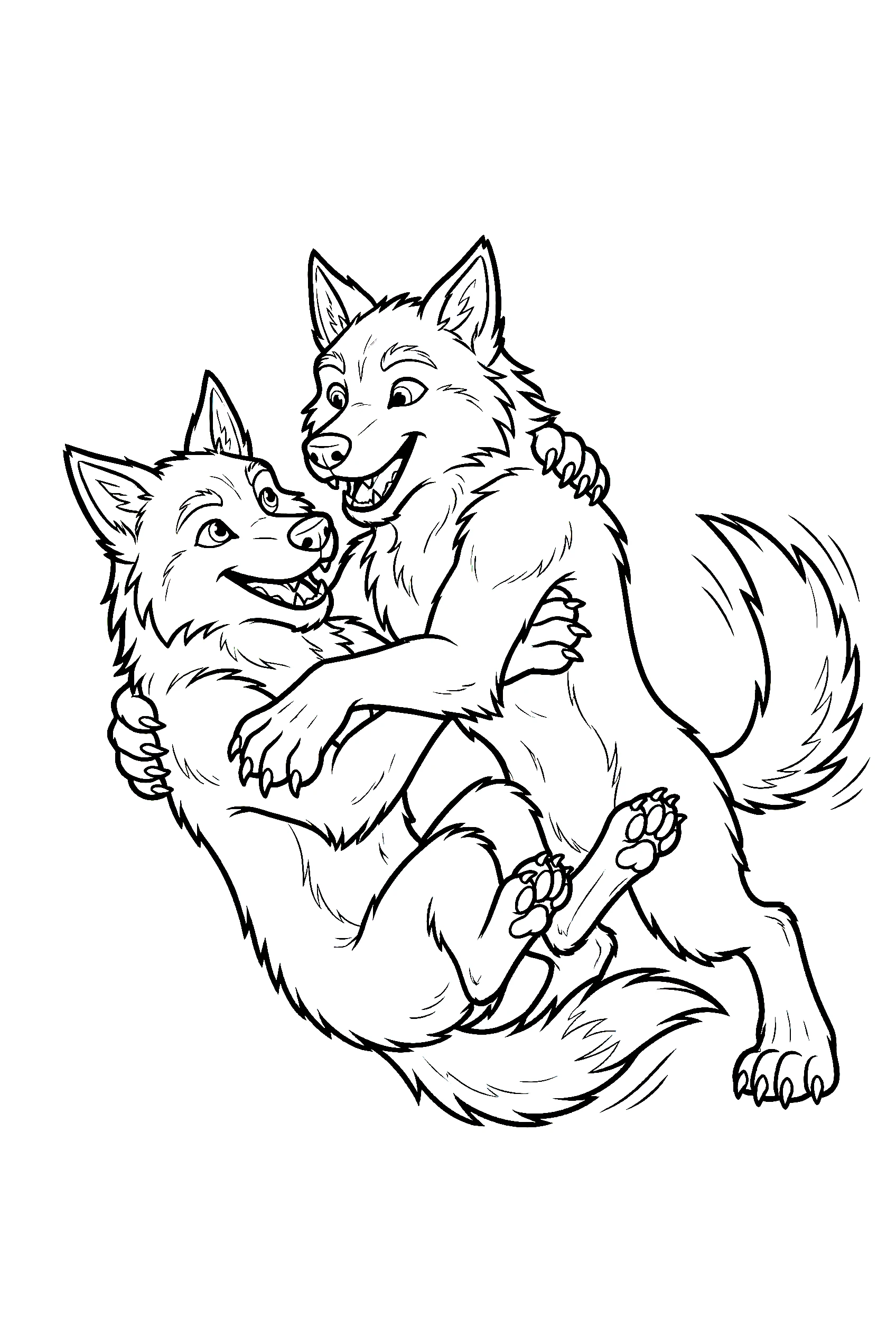 fighting wolves werewolf coloring pages