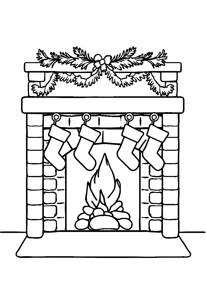 fireplace stockings drawing for kids