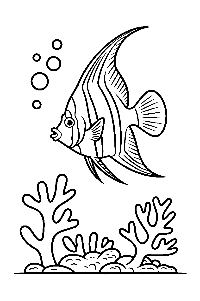 fish angelfish coral printable sheet