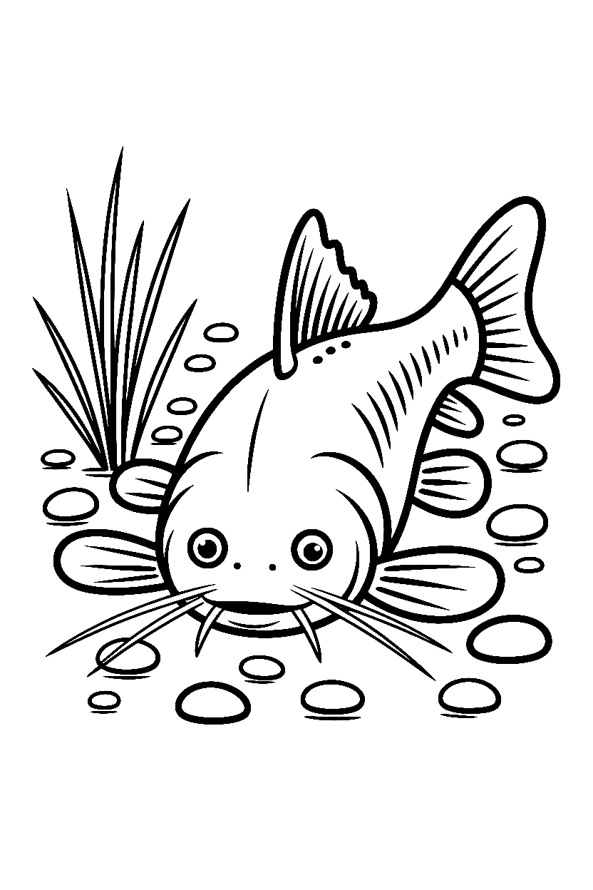 fish catfish riverbed coloring pages