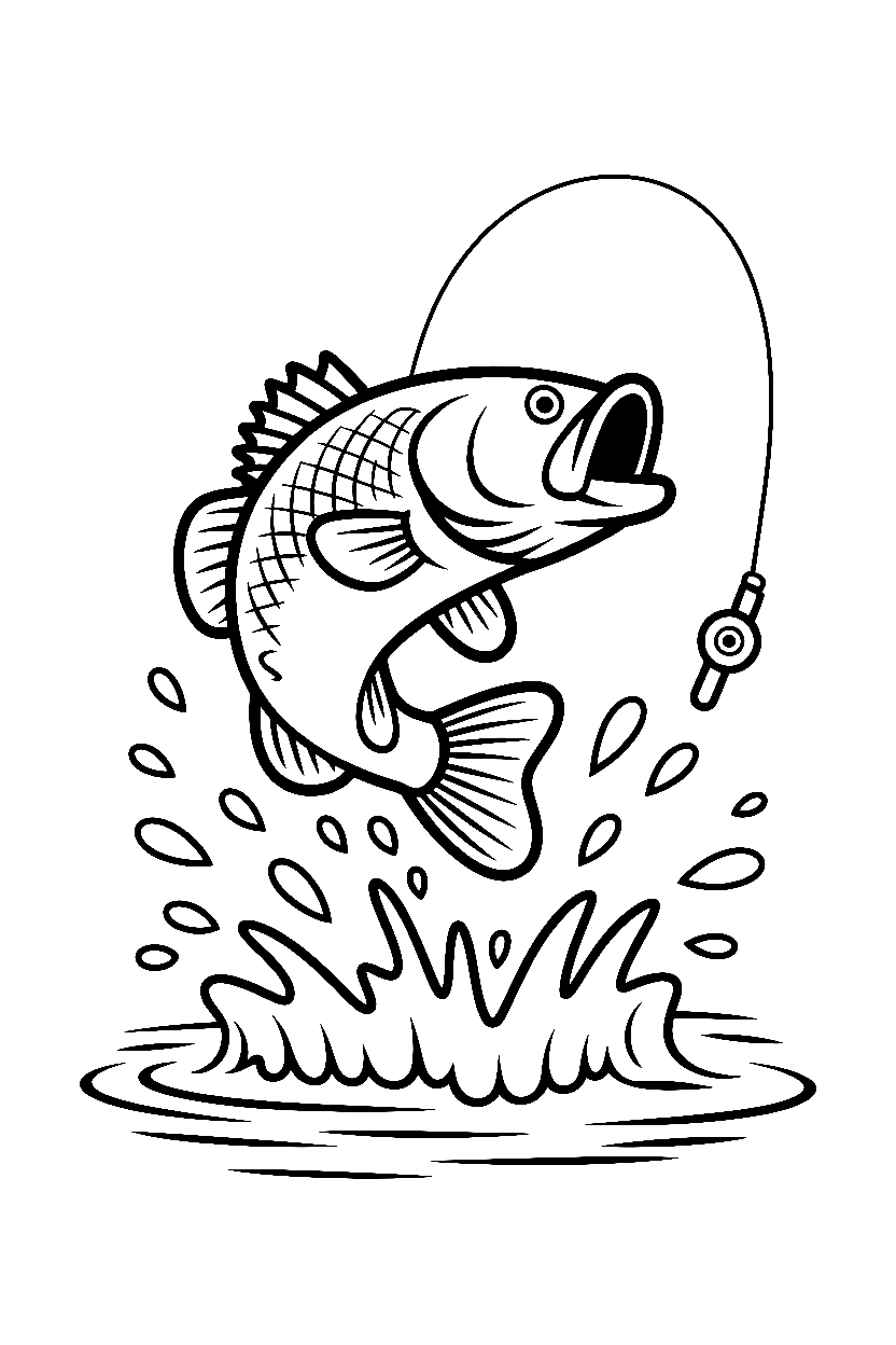 fish jumping splash coloring pages