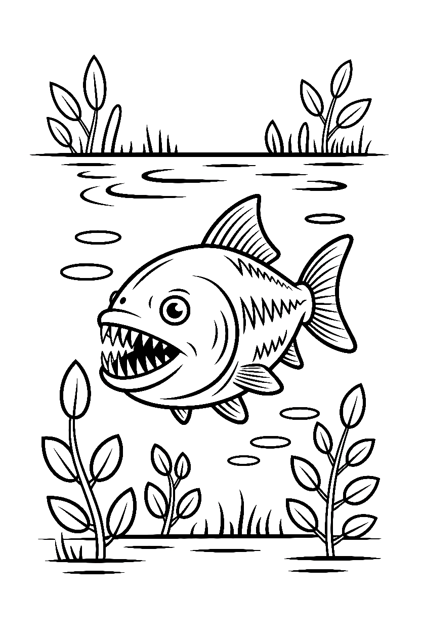 fish piranha river coloring pages