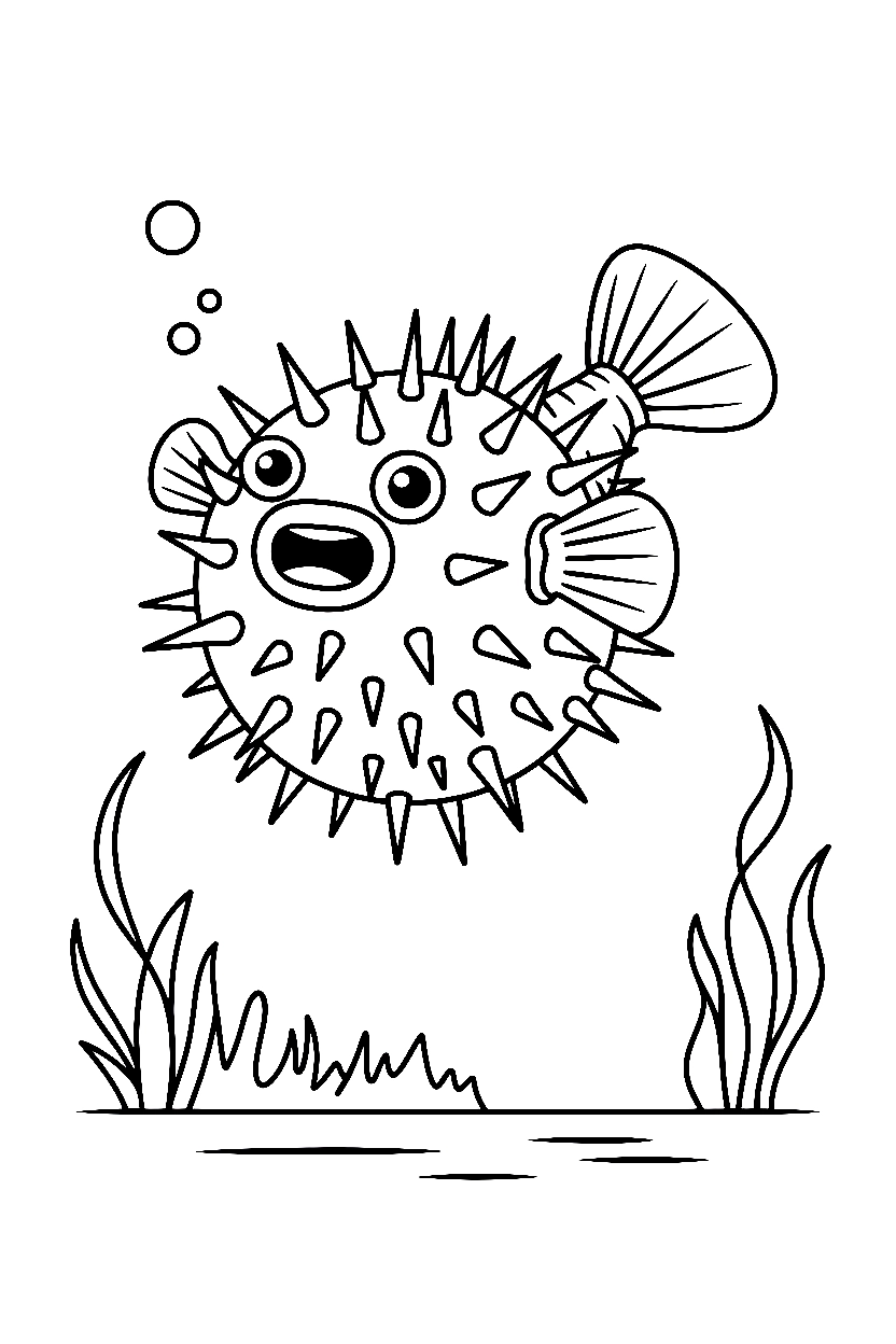 fish pufferfish inflated coloring pages