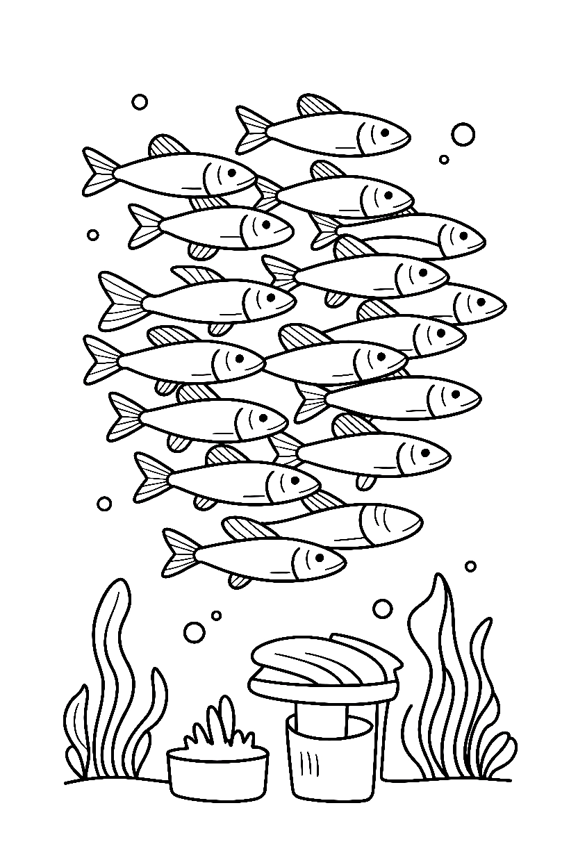 fish school formation drawing