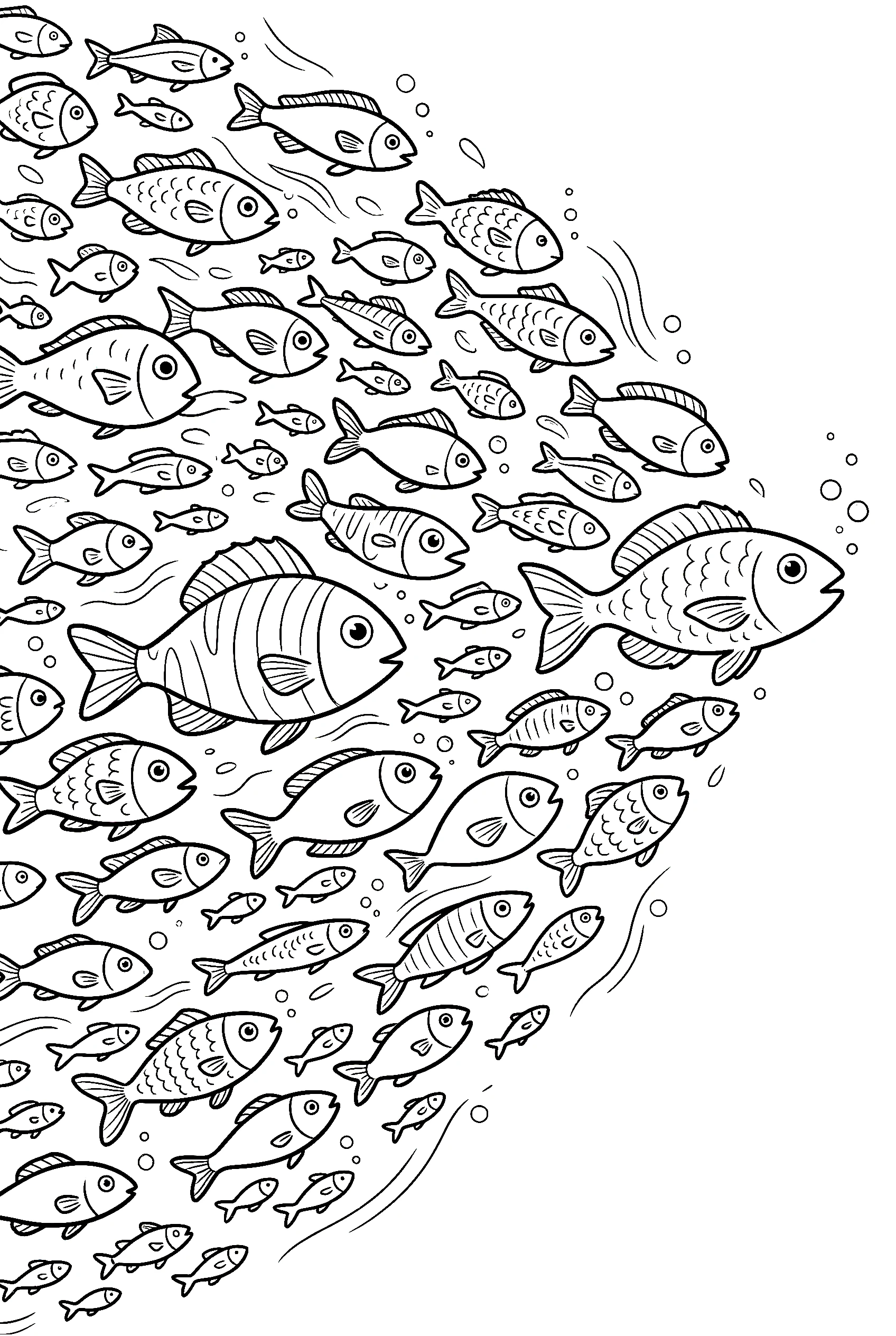 fish school swimming coloring pages