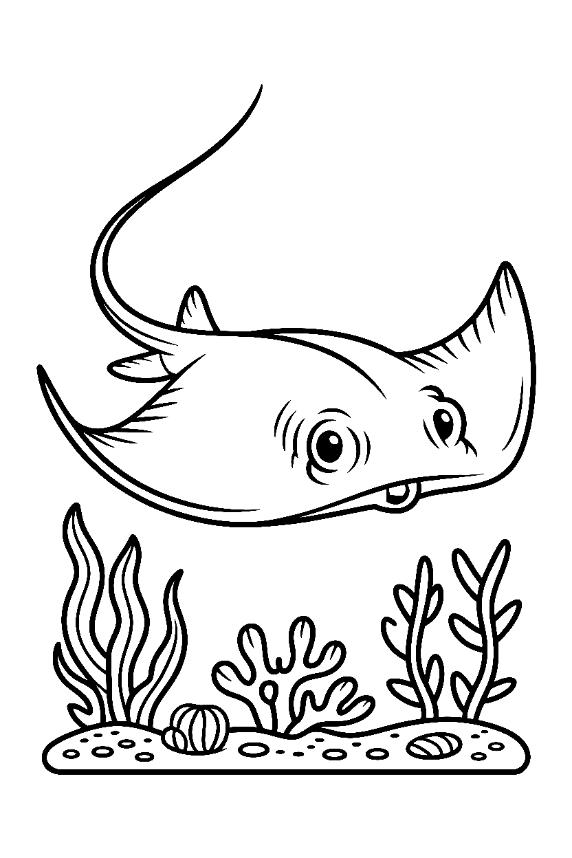 fish stingray seafloor printable sheet