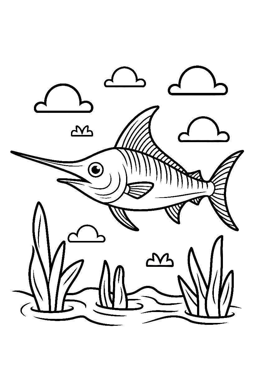 fish swordfish ocean drawing