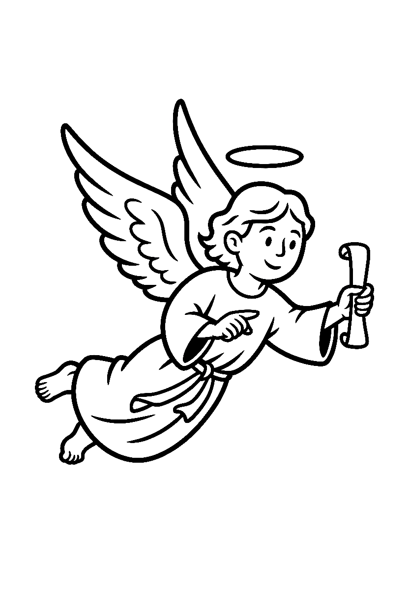 floating angel scroll coloring pages