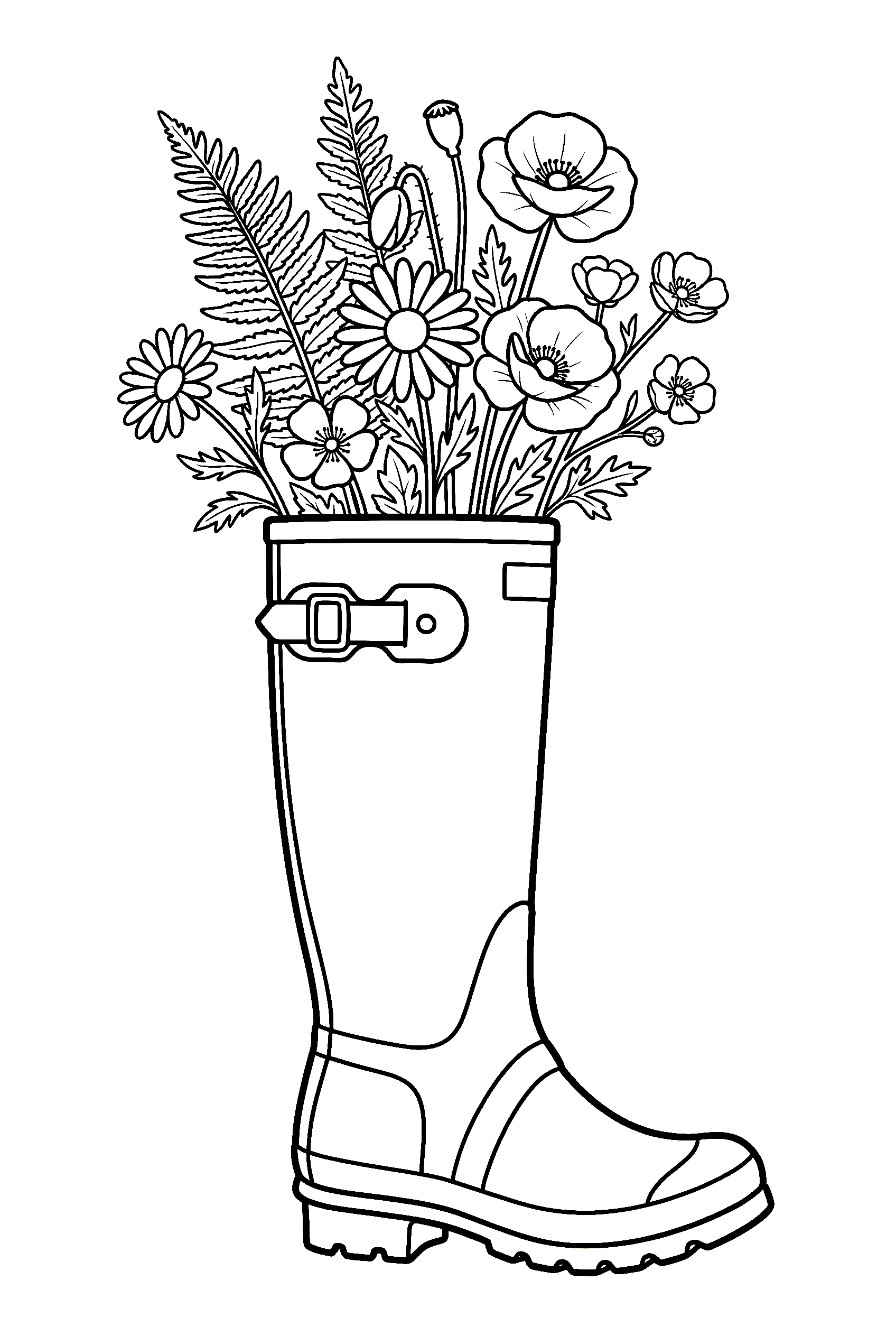 flower boot garden coloring pages