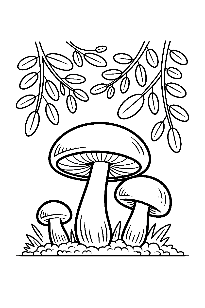 forest floor mushroom canopy drawing
