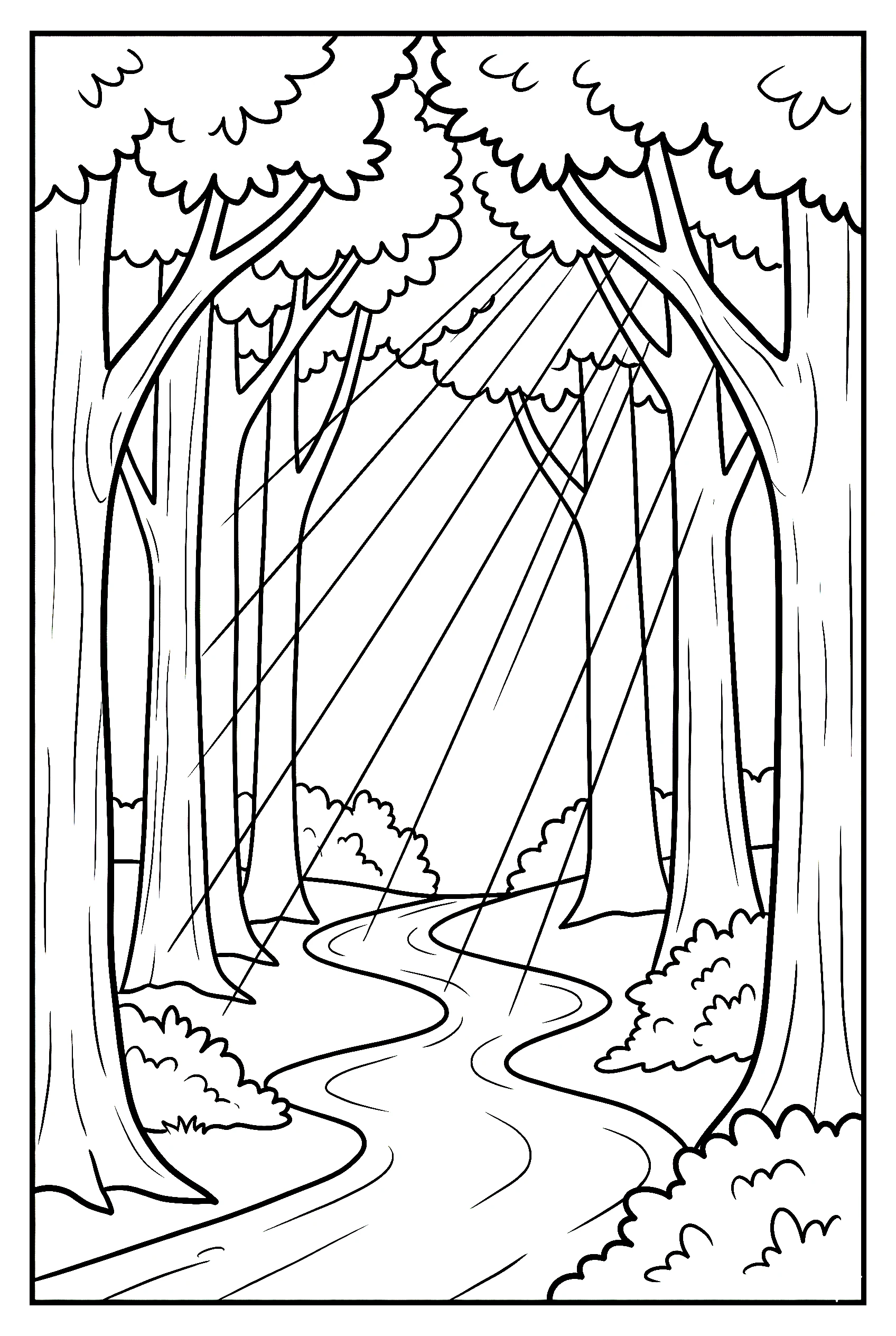 forest path nature coloring pages