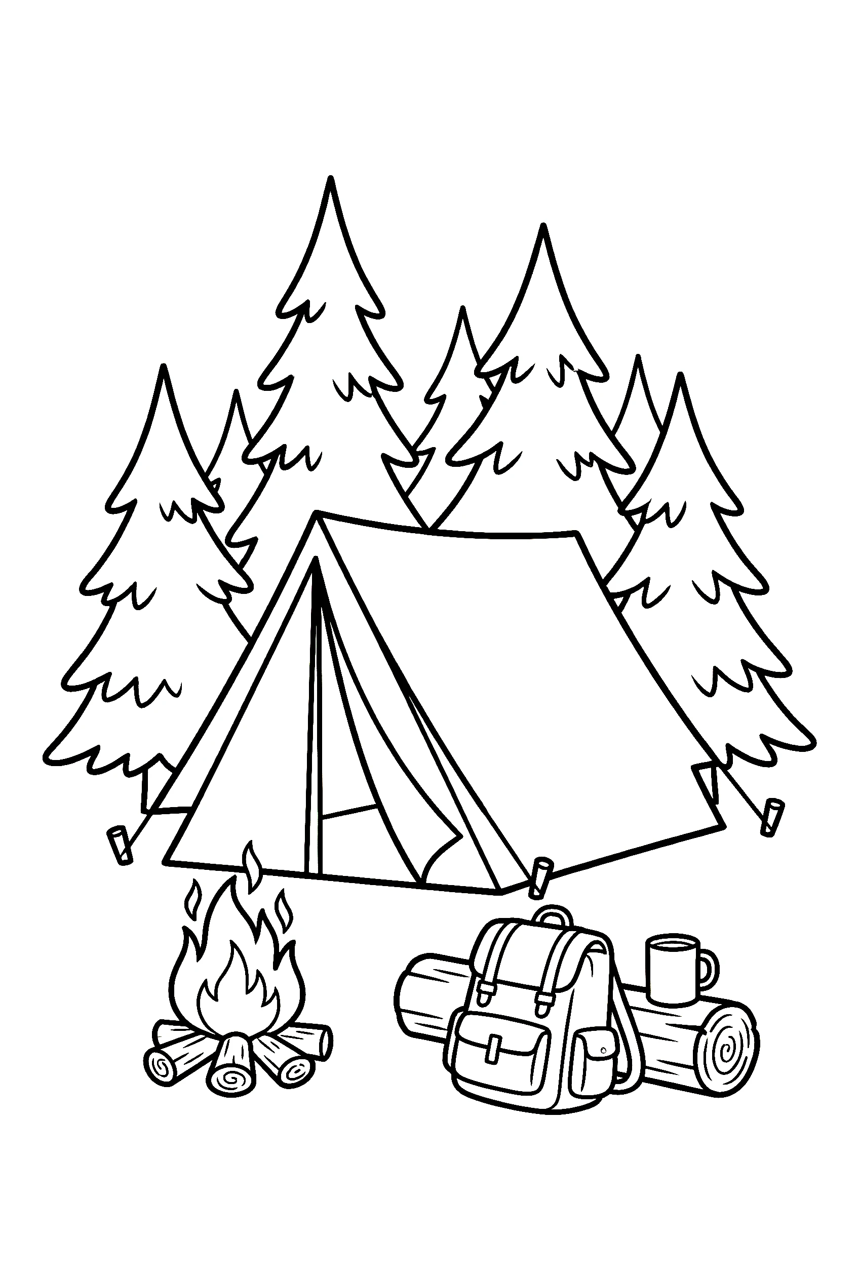 forest tent camping coloring pages